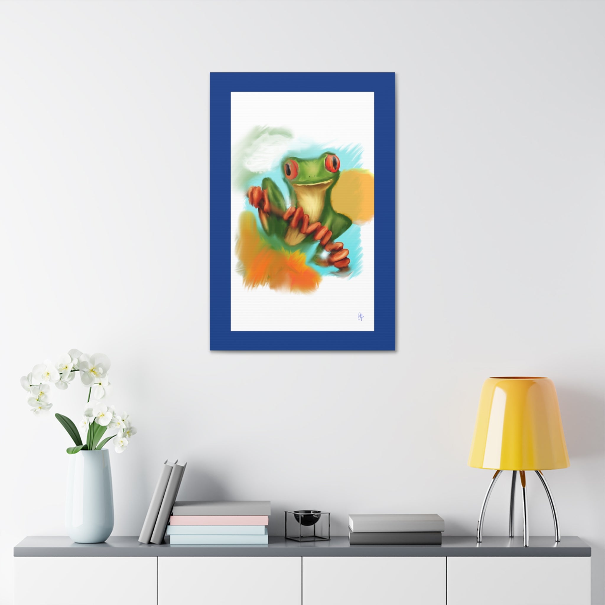 Red-Eyed Tree Frog Canvas Art – Colorful Tropical Wildlife Wall Decor, Stretched 1.5"