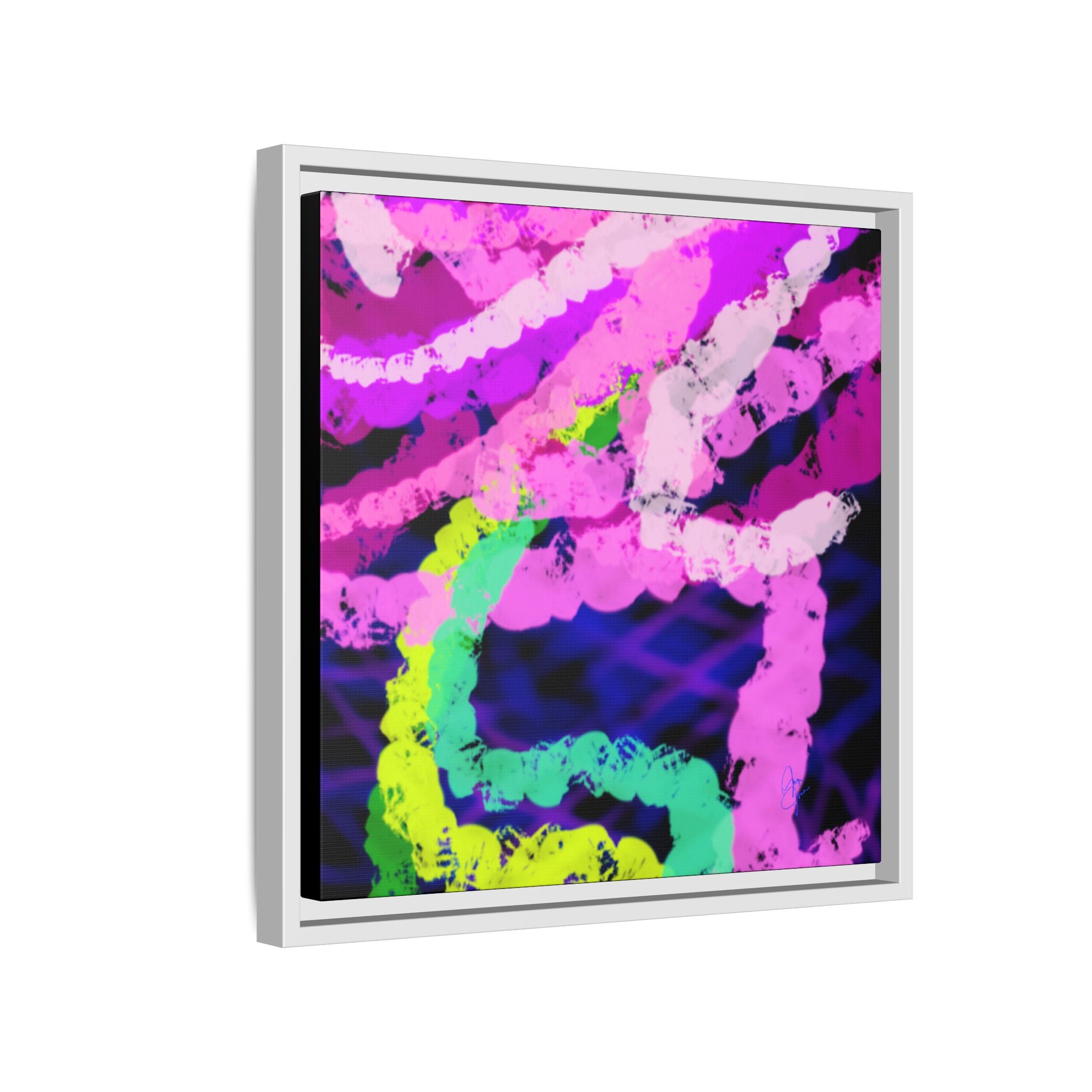 Framed Matte Canvas - Neon Rose Abstract Wall Art