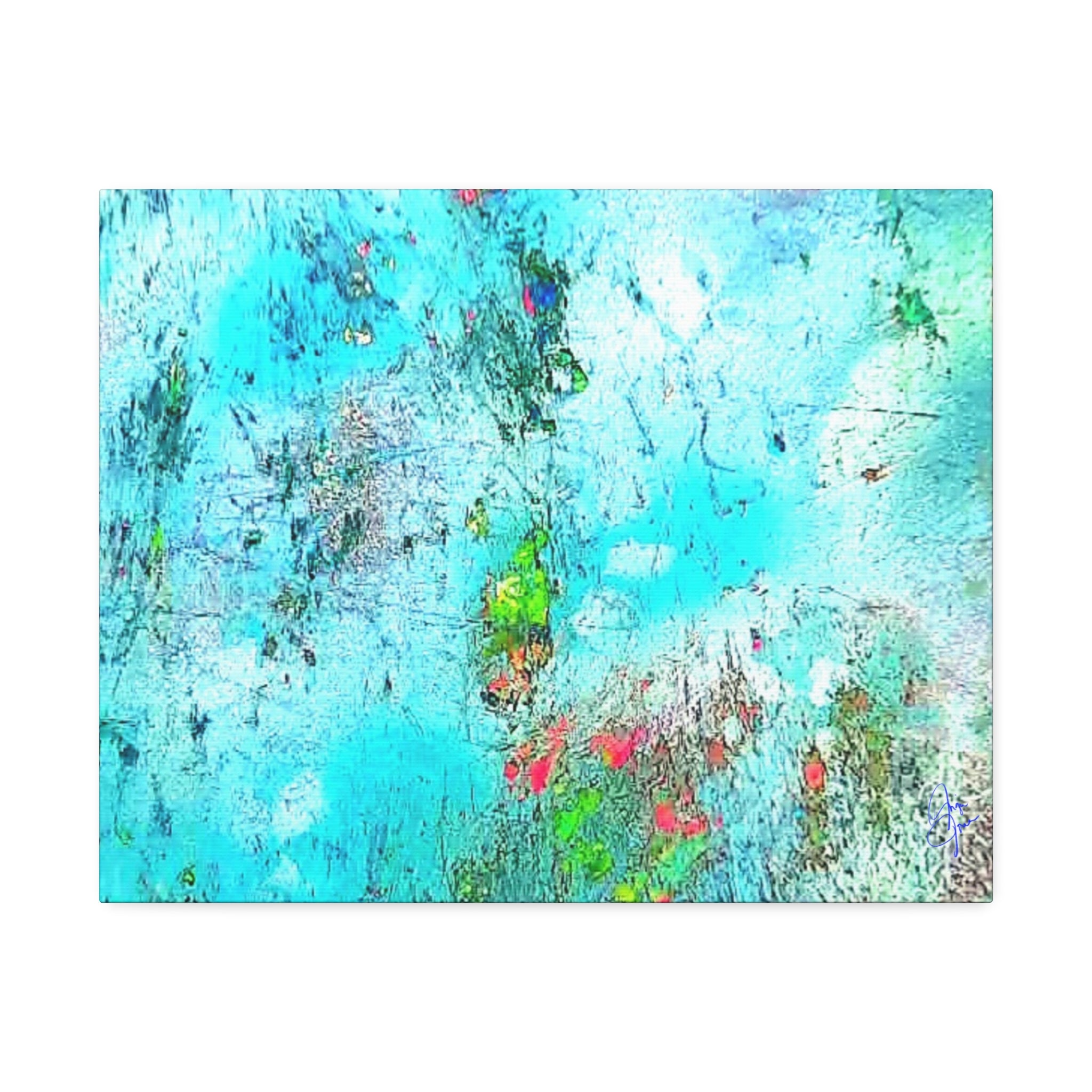 Abstract Aqua Texture Canvas