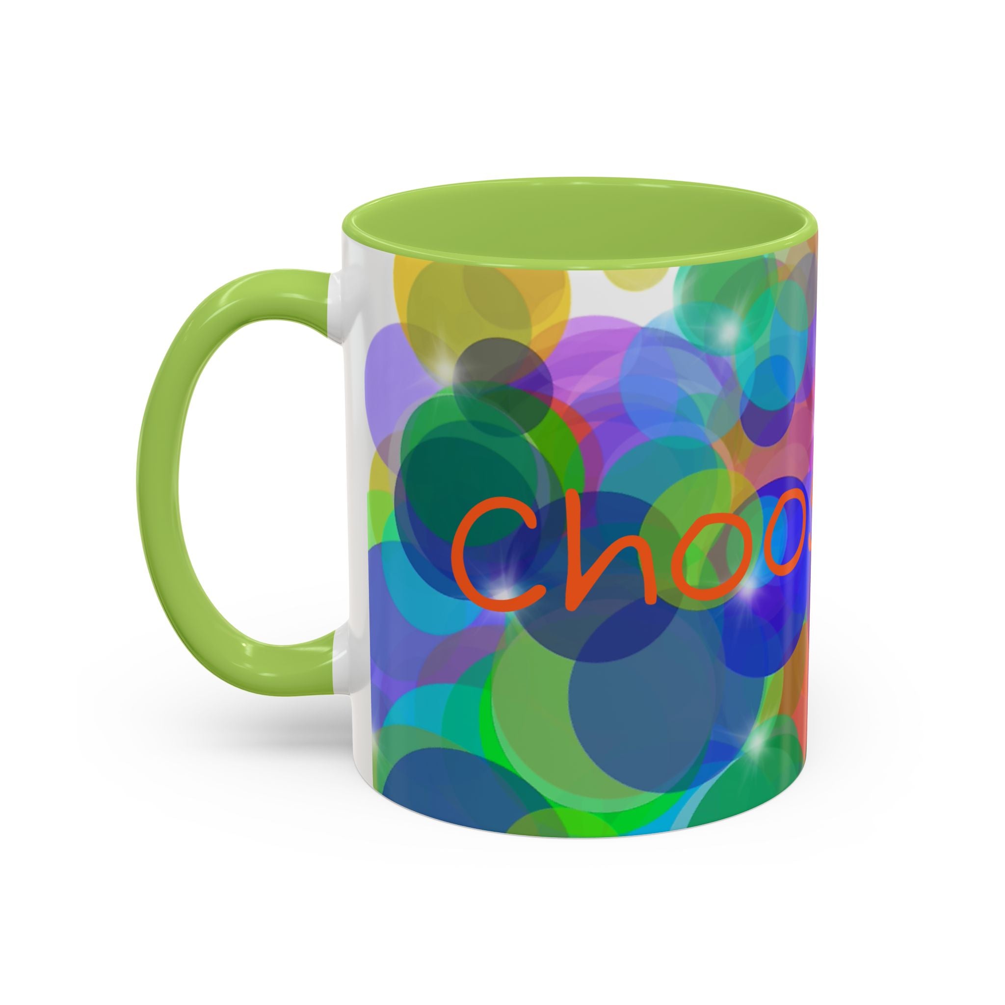 Colorful Bokeh "Choose Joy!" Accent Coffee Mug (11/15oz)