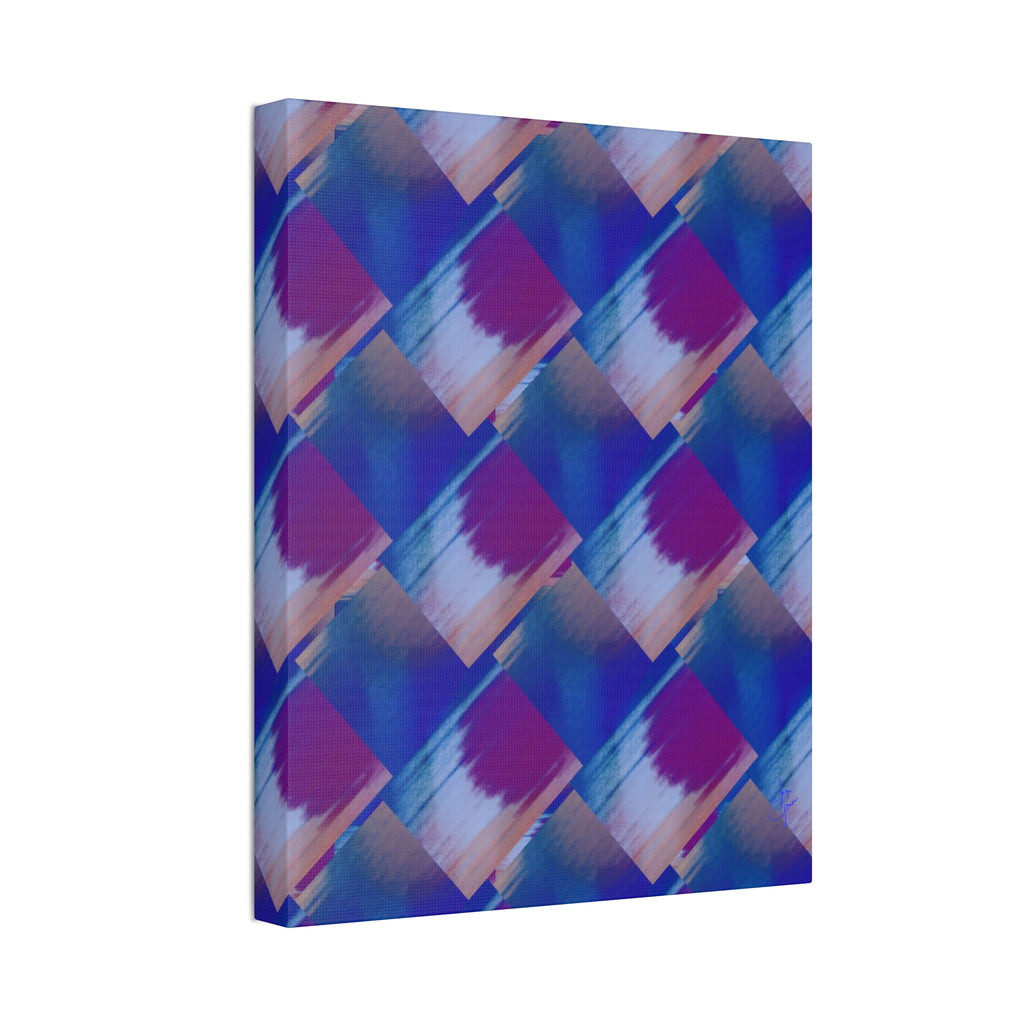 Abstract Diamond Wave Canvas Print — Blue & Purple Geometric Wall Art
