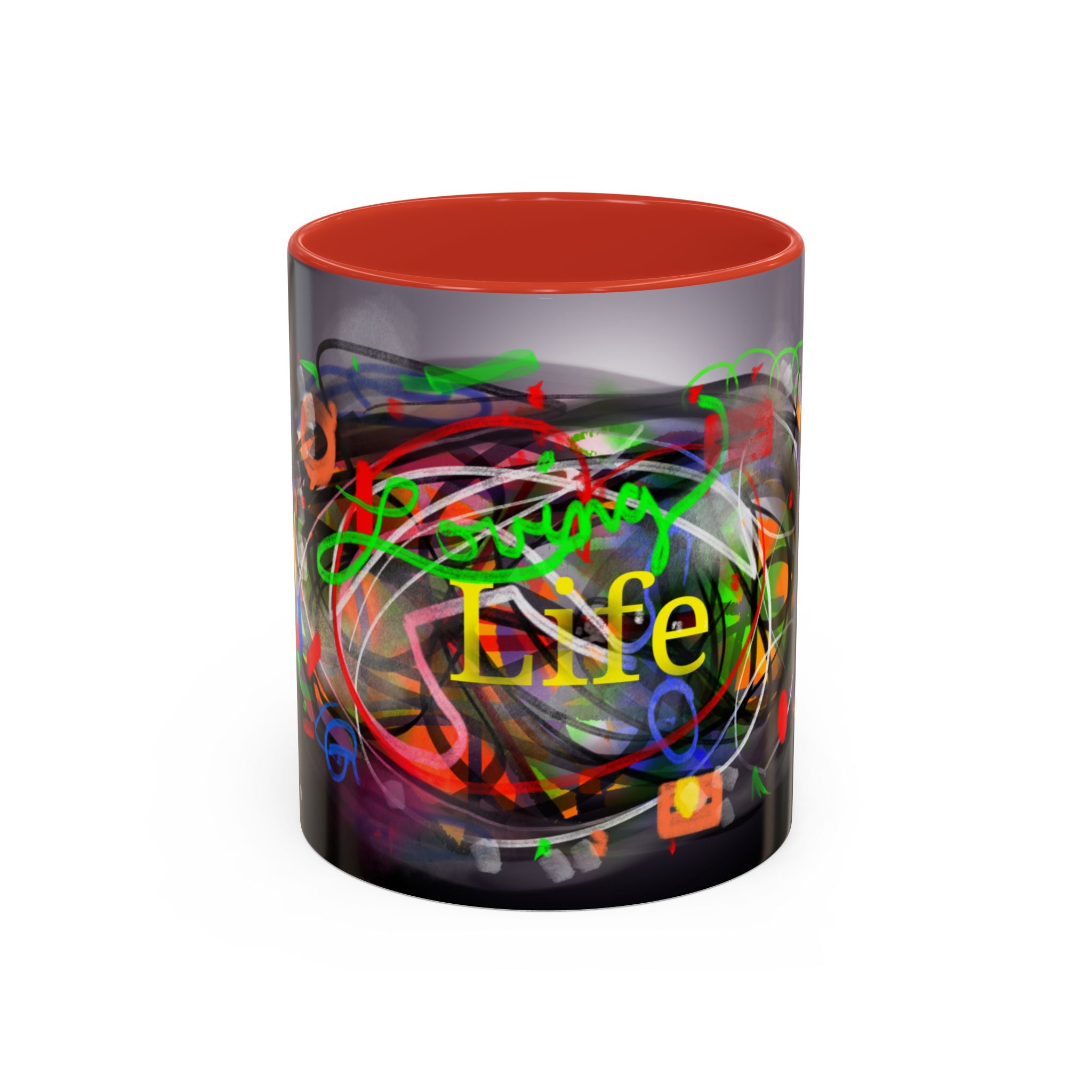 Abstract 'Live Your Life' Accent Coffee Mug — Colorful Artistic Ceramic Mug (11/15oz)