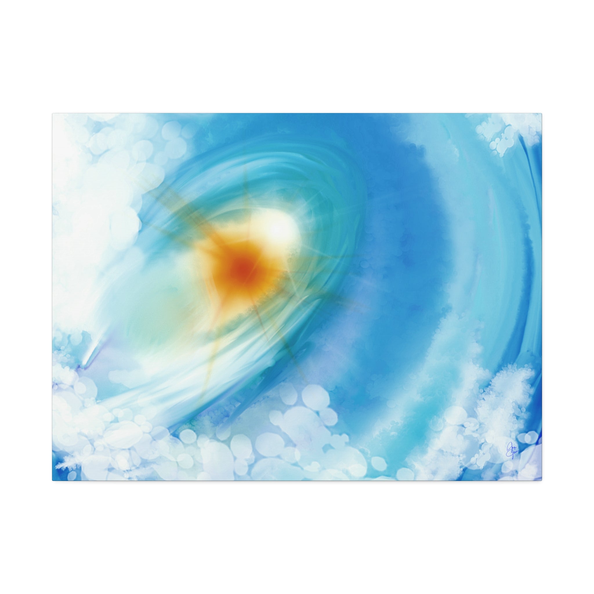 Abstract Ocean Vortex Canvas Print — Blue Swirl Wall Art