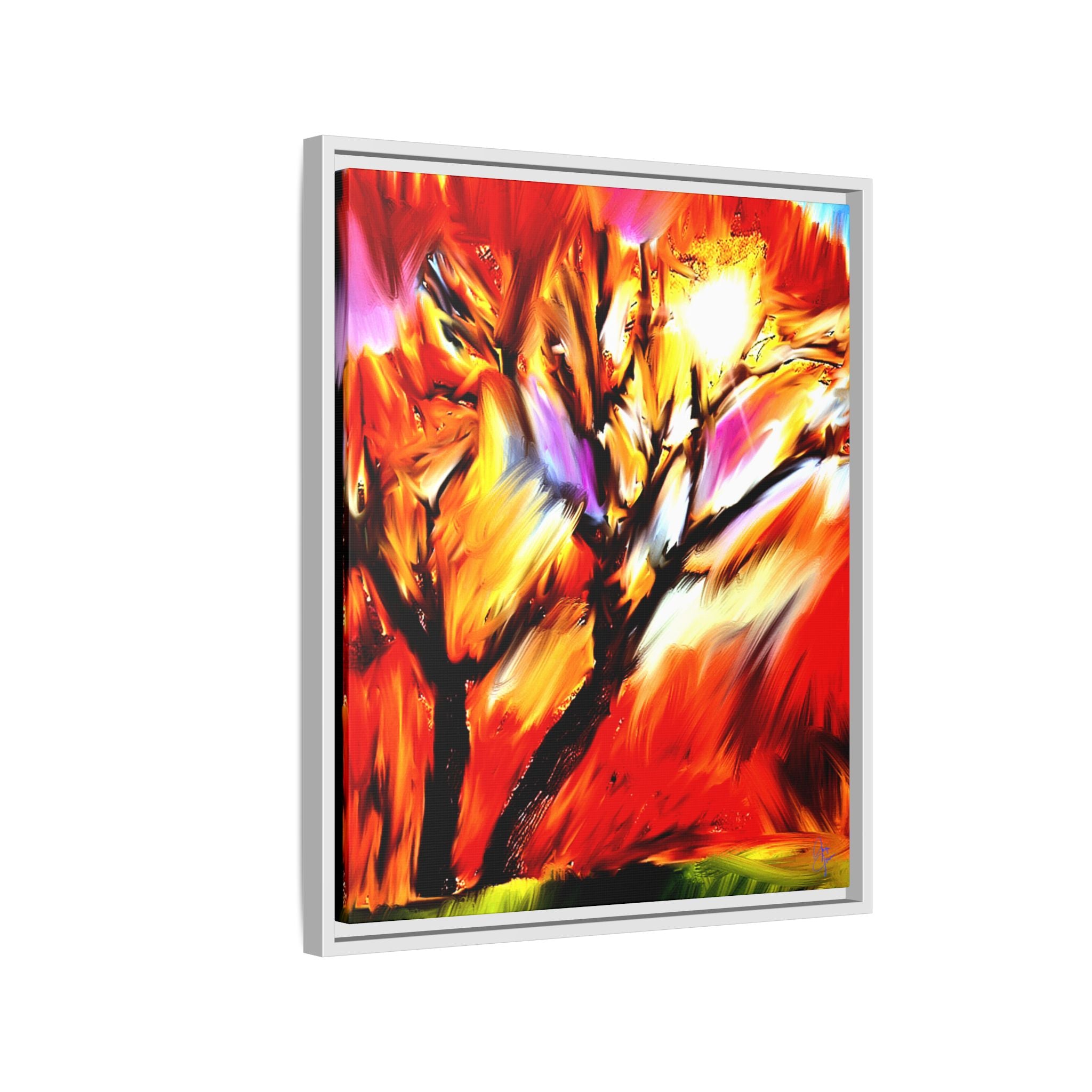 Framed Matte Canvas Print — Vibrant Tree Landscape
