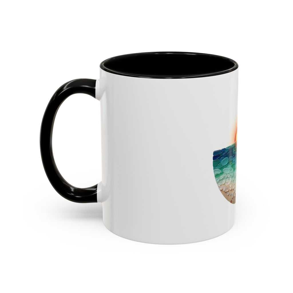 Sunset Beach Coffee Mug — Tropical Palm Ocean Sunrise Accent Mug (11/15oz)