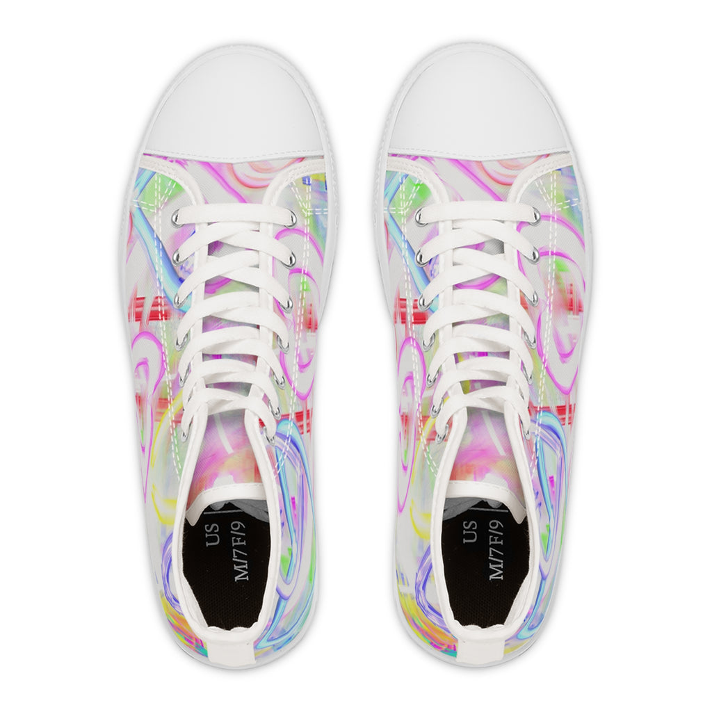 Women's High Top Sneakers — Pastel Heart Graffiti Print