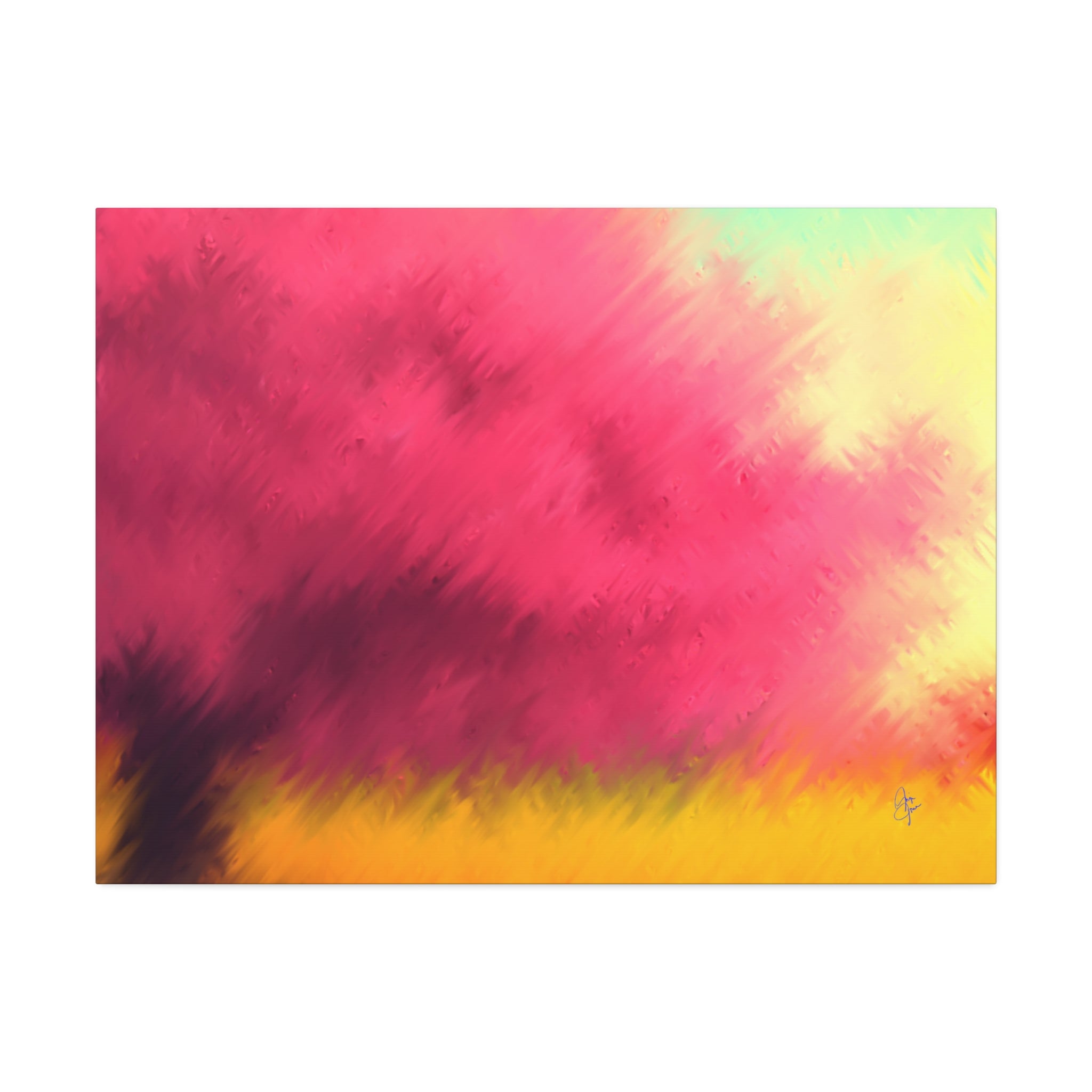 Abstract Sunset Canvas - Pink & Gold Stretched Wall Art