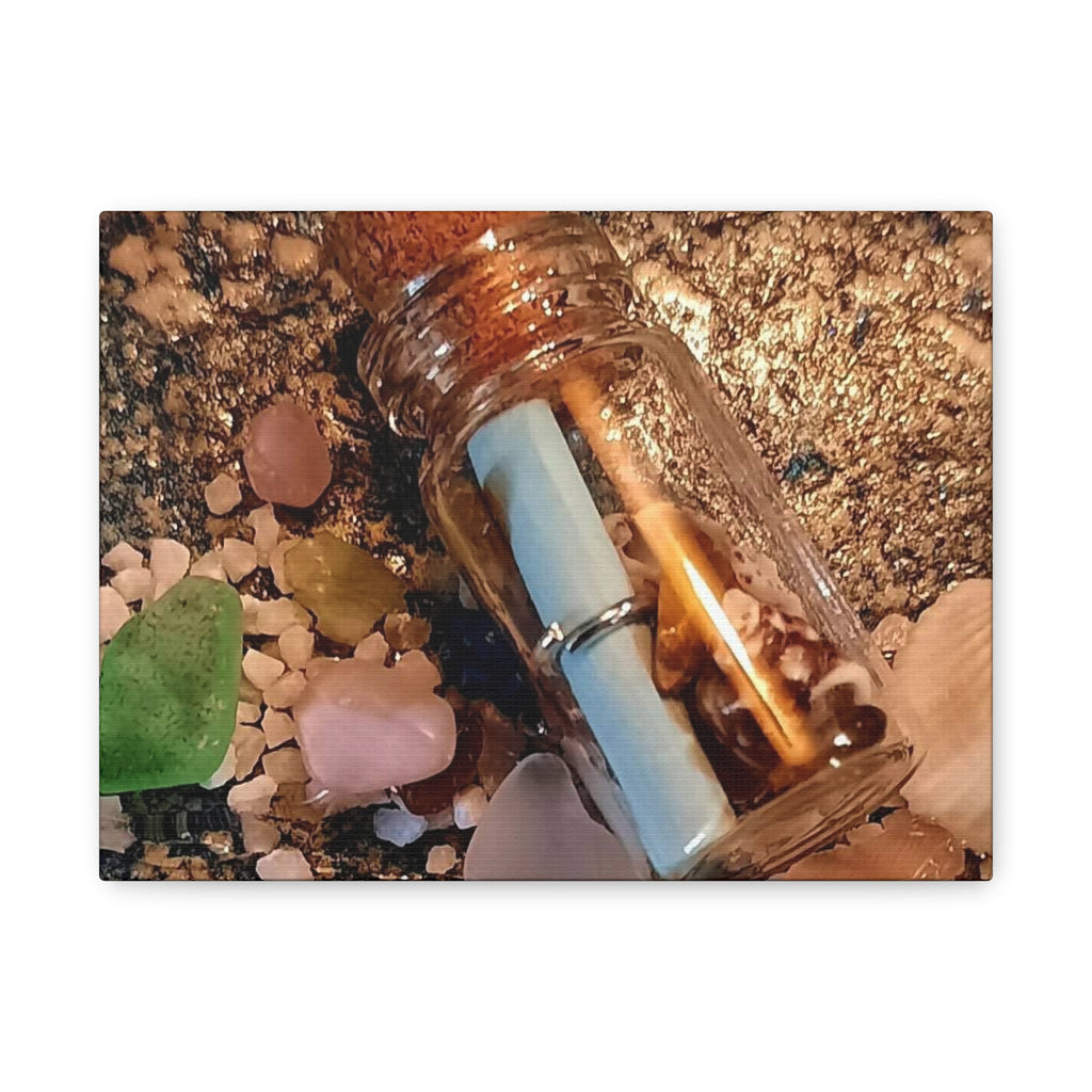 Decorative Matte Canvas Wall Art - Beach-Inspired Message in a Bottle