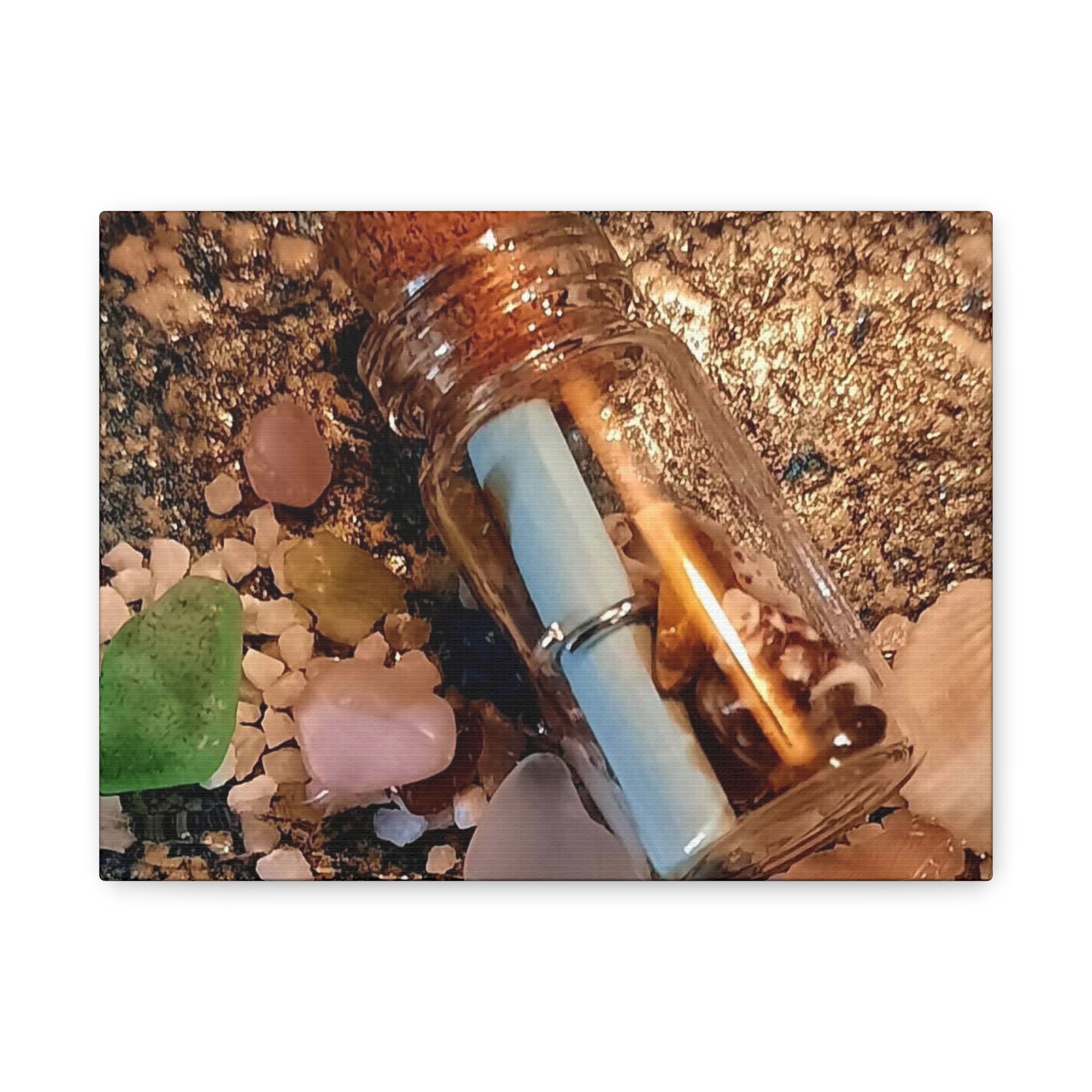 Decorative Matte Canvas Wall Art - Beach-Inspired Message in a Bottle