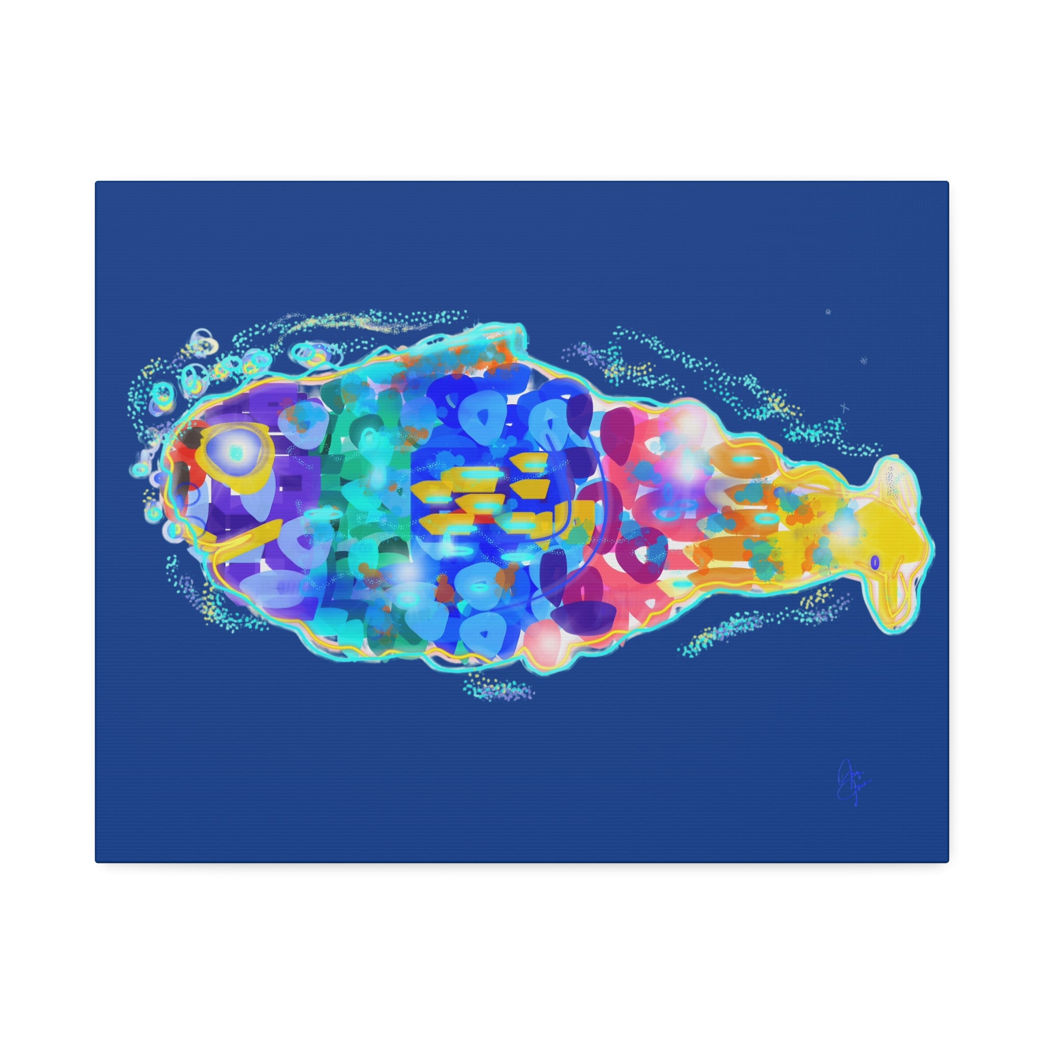 Colorful Abstract Fish Canvas Print — Vibrant Ocean Wall Art