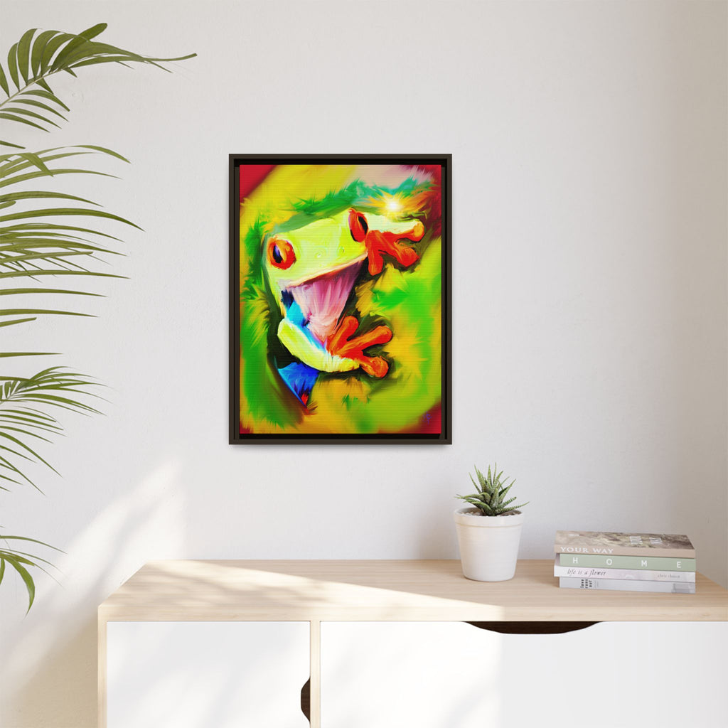 Colorful Tree Frog Matte Canvas Print — Framed Tropical Wall Art