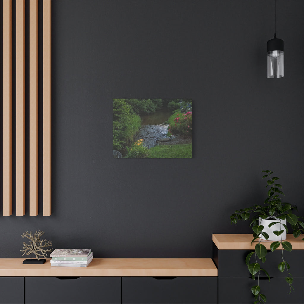 Tranquil Stream Garden — Matte Stretched Canvas Wall Art