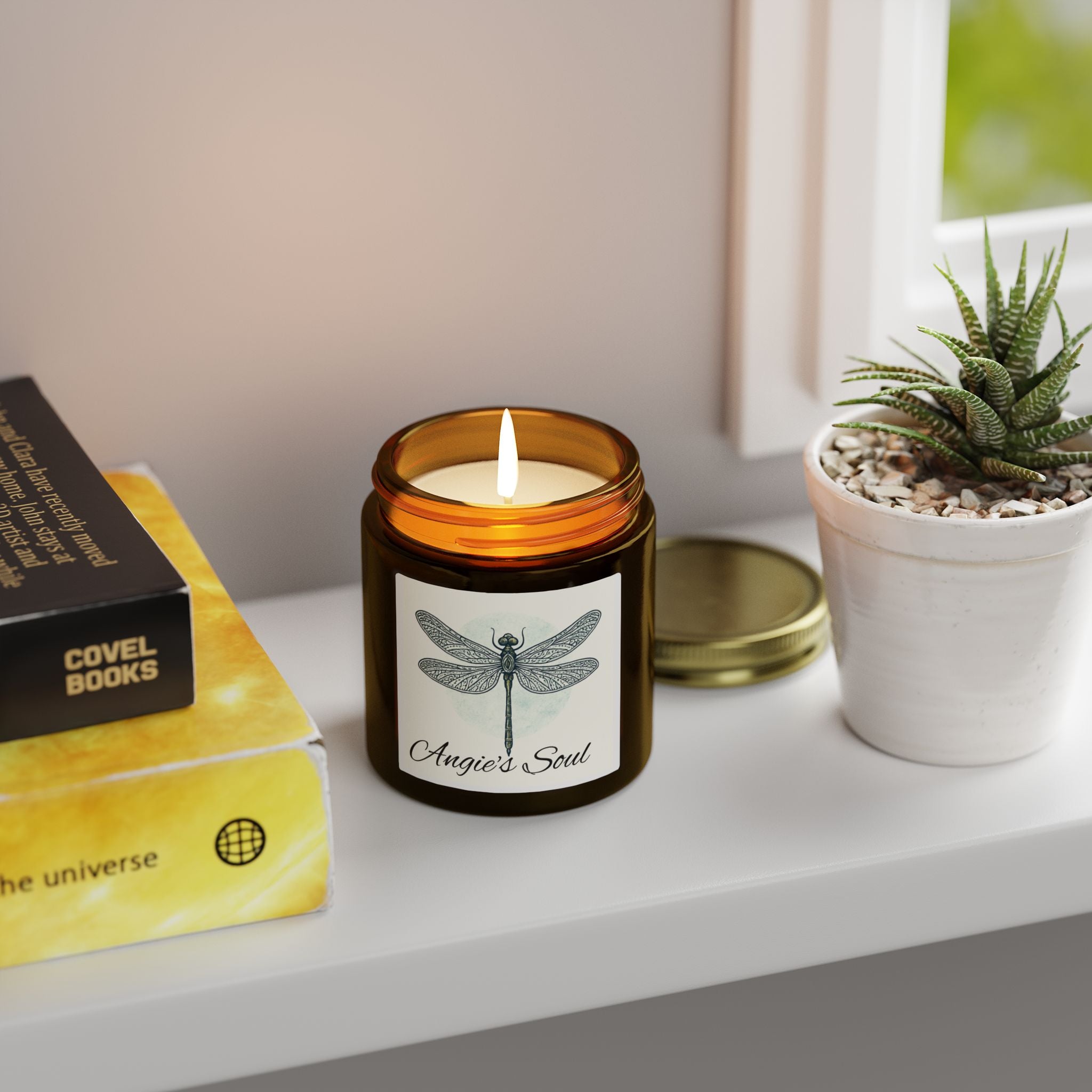 Dragonfly Soy Candle — Coconut Apricot Wax (4oz or 9oz) — Angie's Soul Scented Jar