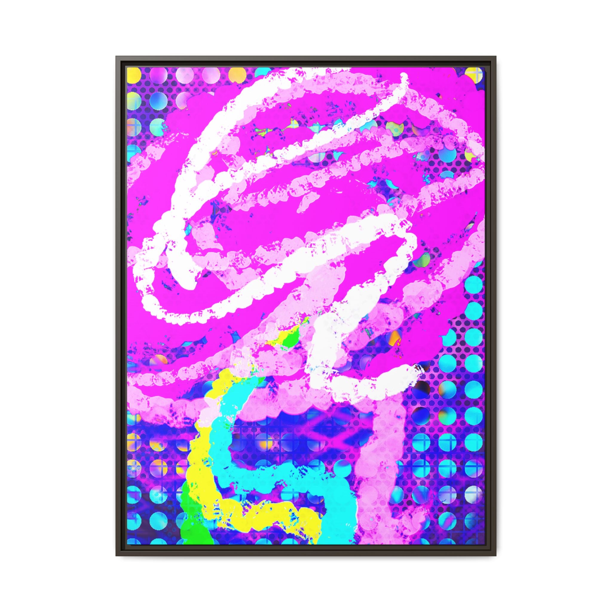 Abstract Neon Pop Art Matte Canvas — Framed Multi‑Color Wall Art