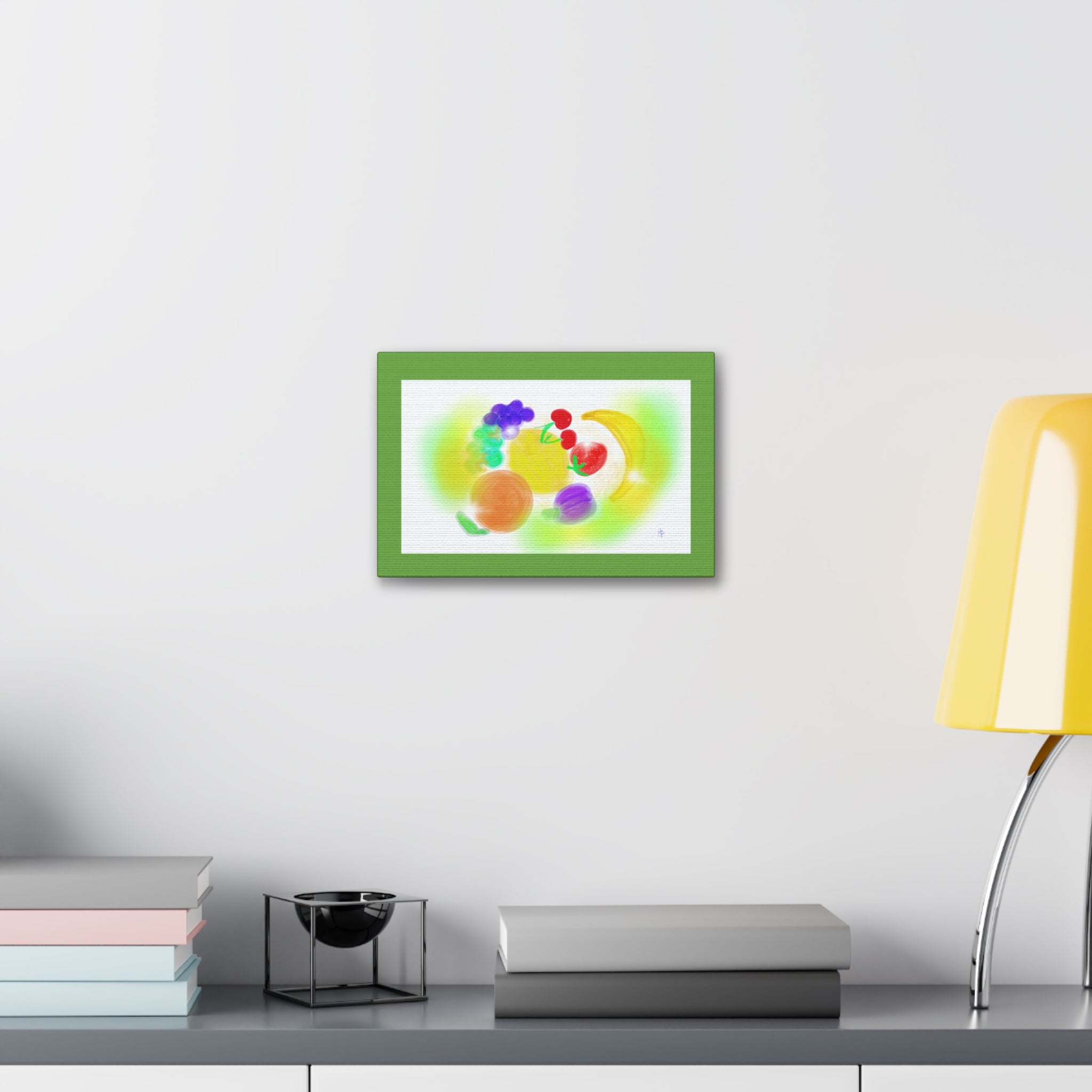 Colorful Fruit Still Life Canvas — Bright Kitchen Wall Art, Stretched 1.5"