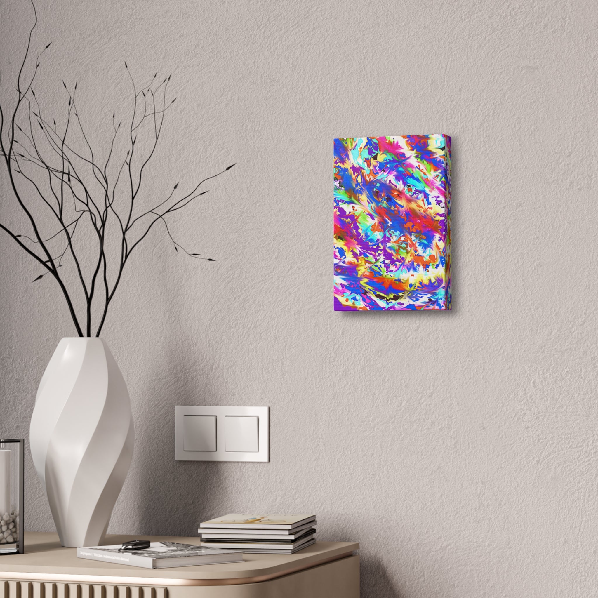 Abstract Rainbow Splash Canvas Print — Colorful Stretched Wall Art (1.5" Edge)