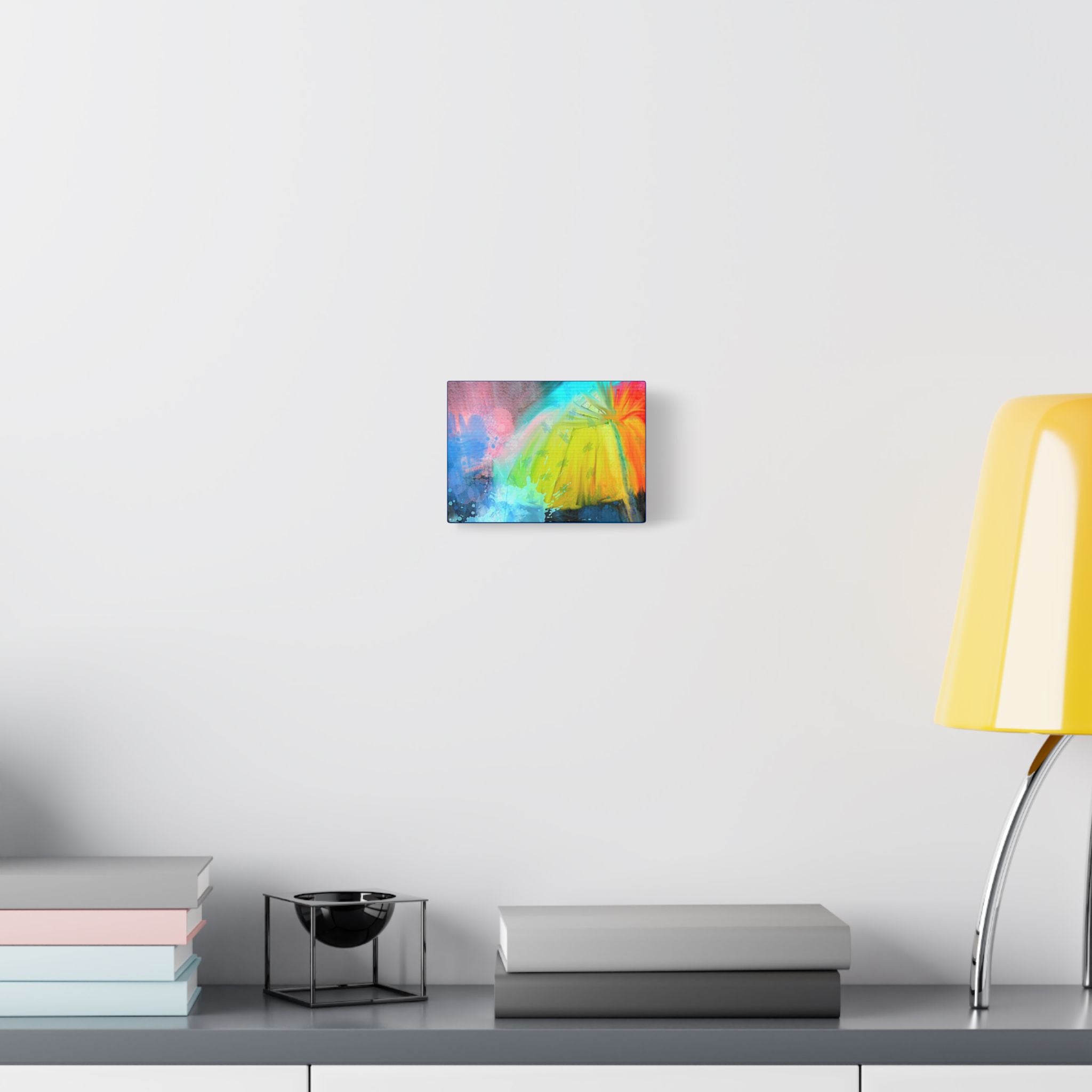 Abstract Rainbow Umbrella Canvas Print — Bright Colorful Satin-Stretched Wall Art