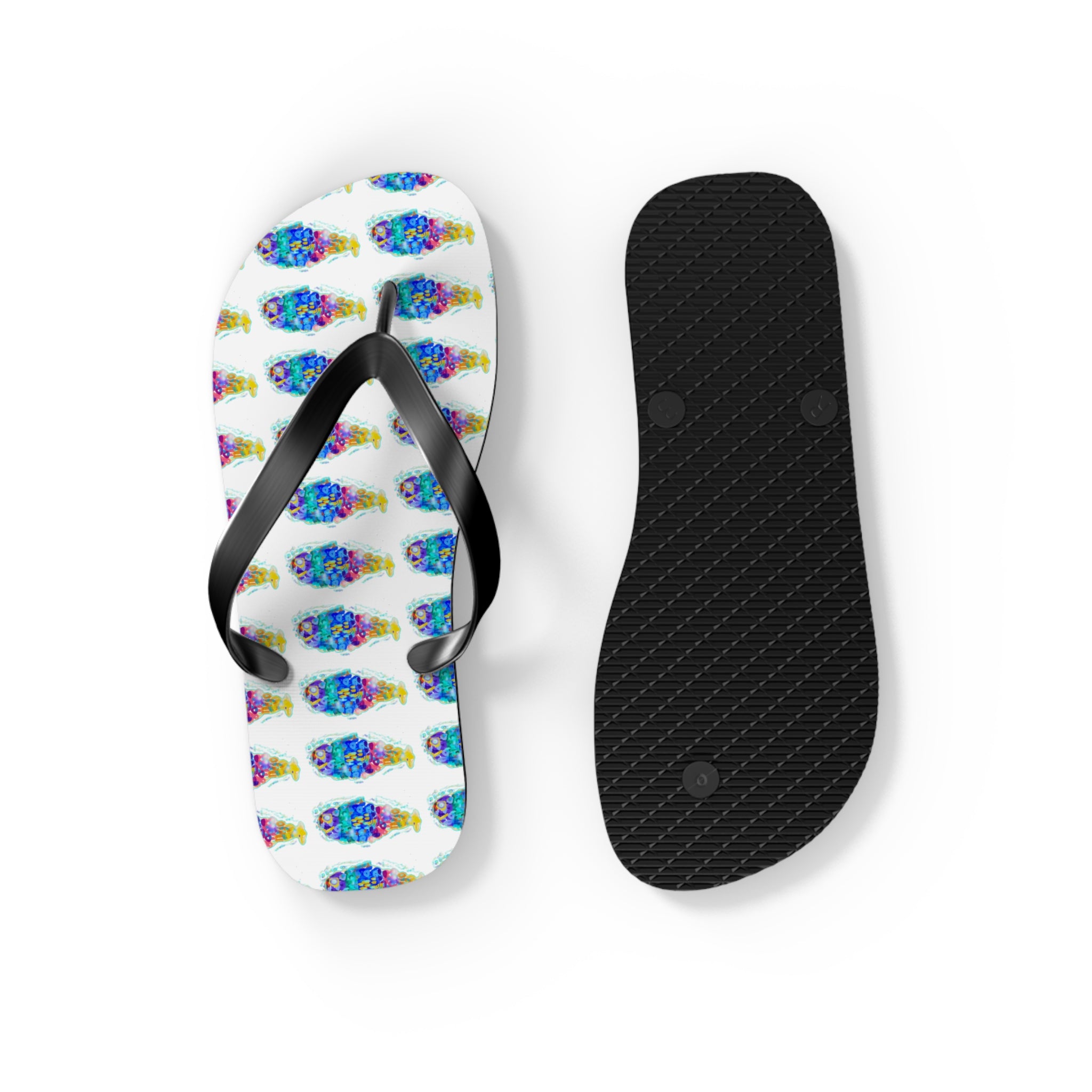 Colorful Tie-Dye Fish Flip Flops — Summer Beach Sandals