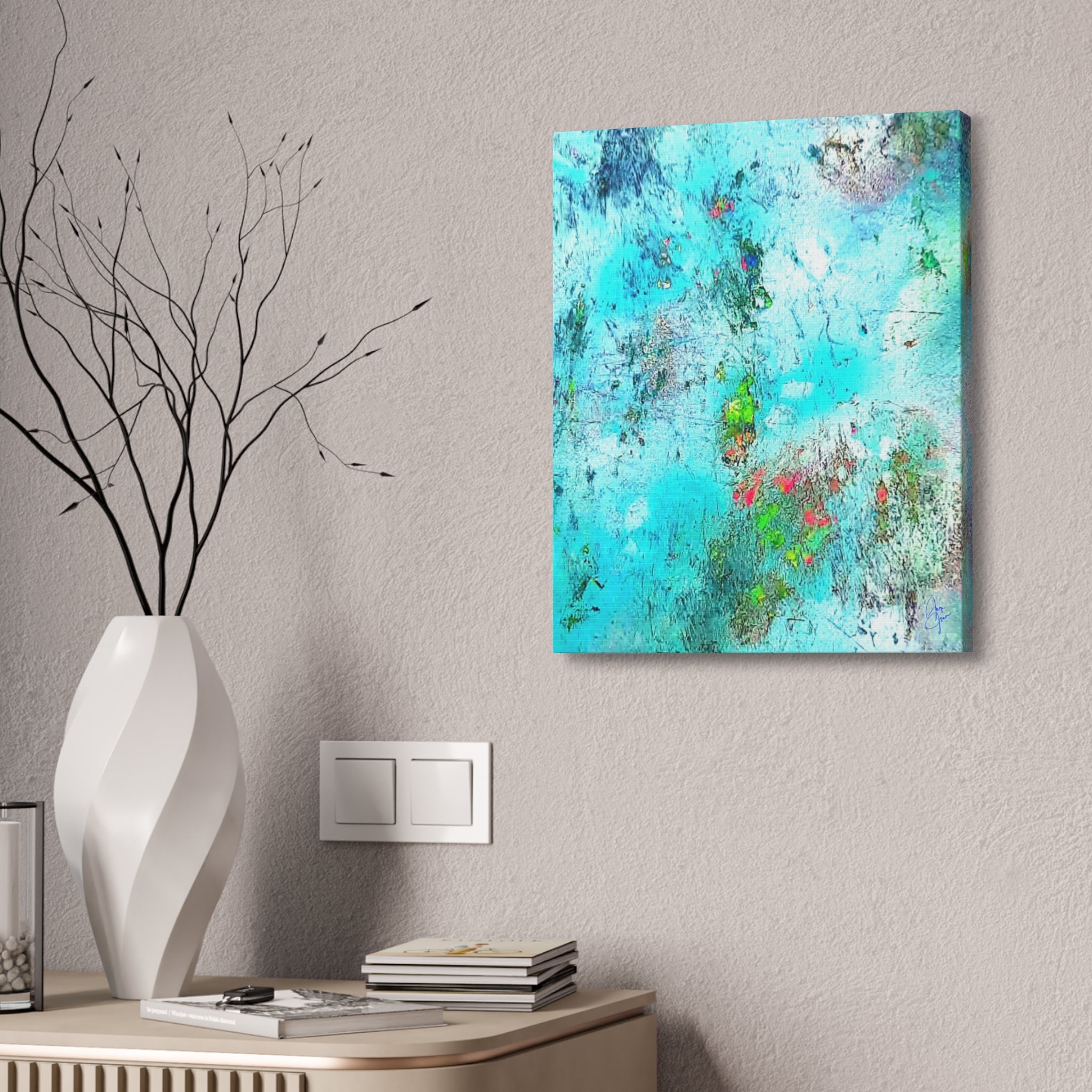 Abstract Aqua Texture Canvas