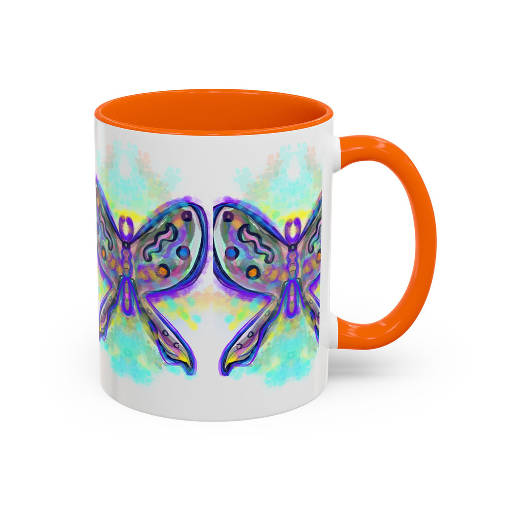 Butterfly Accent Coffee Mug — Colorful Watercolor Butterfly Design (11/15oz)