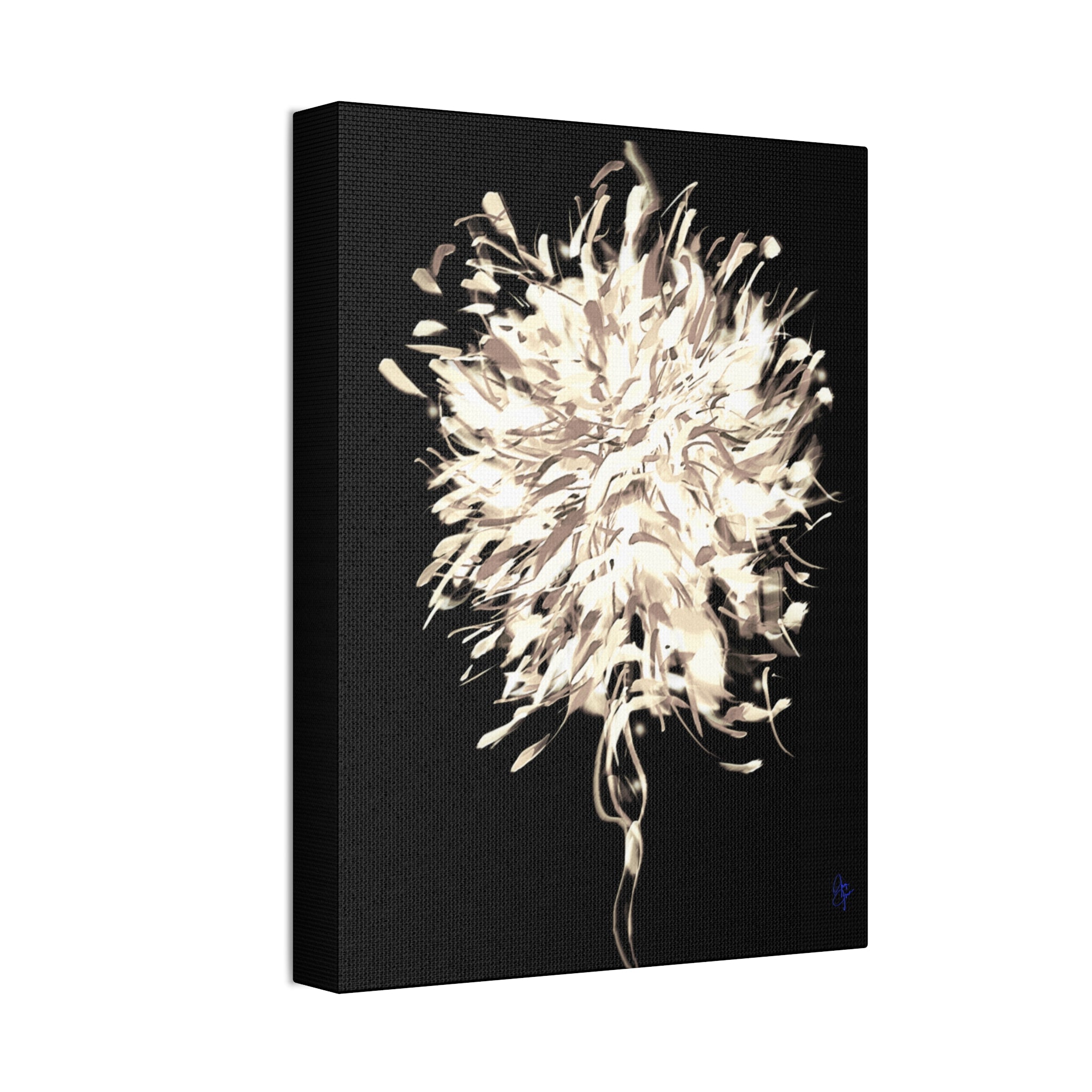 Abstract Floral Canvas Print – Neutral Burst Wall Art, Stretched 1.5"