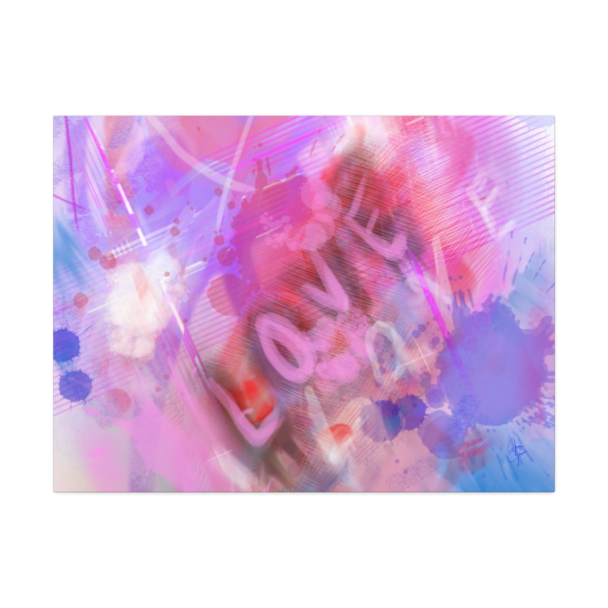 Love Vibes Canvas Wall Art — Pink Abstract Stretched Canvas