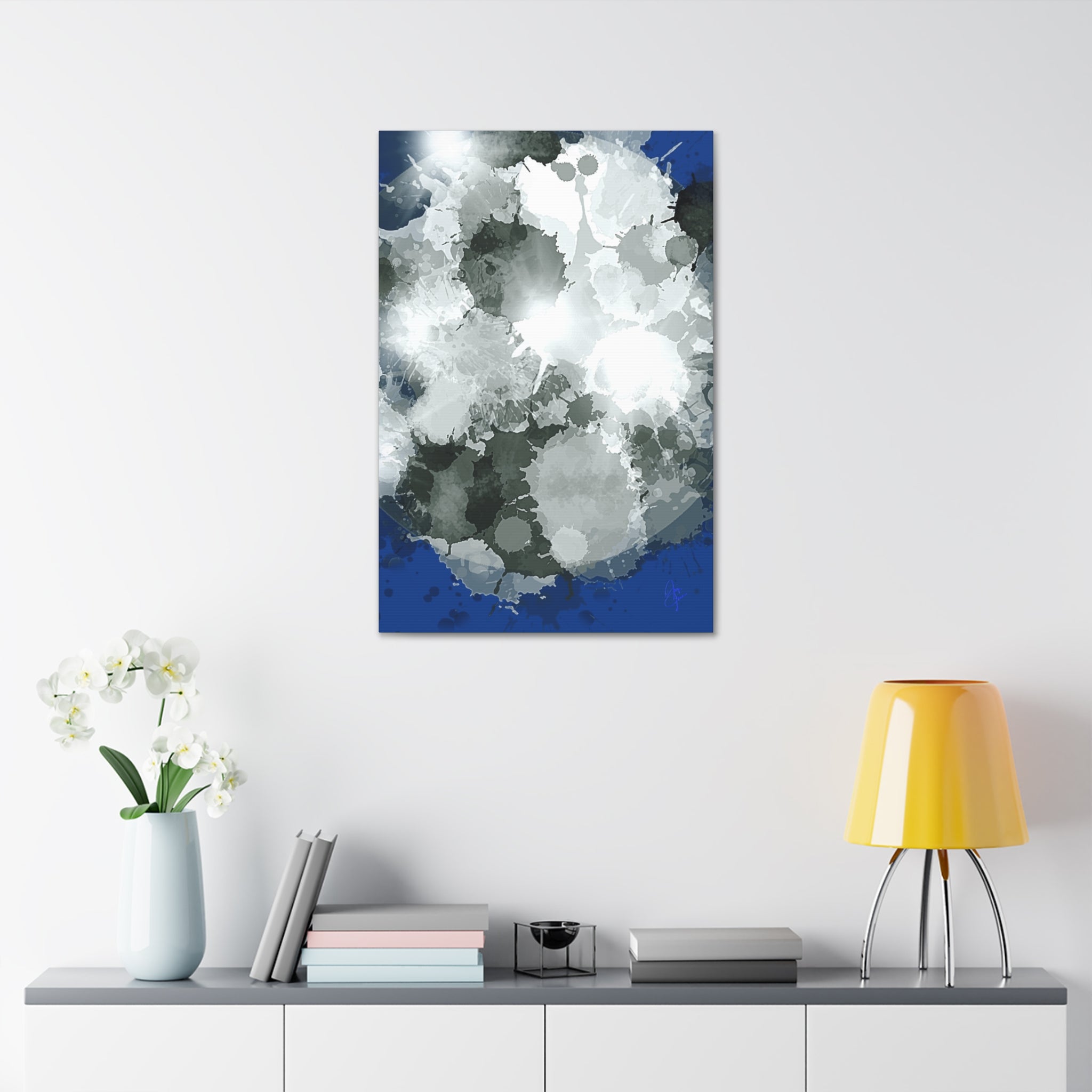 Abstract Gray Ink Splash Canvas