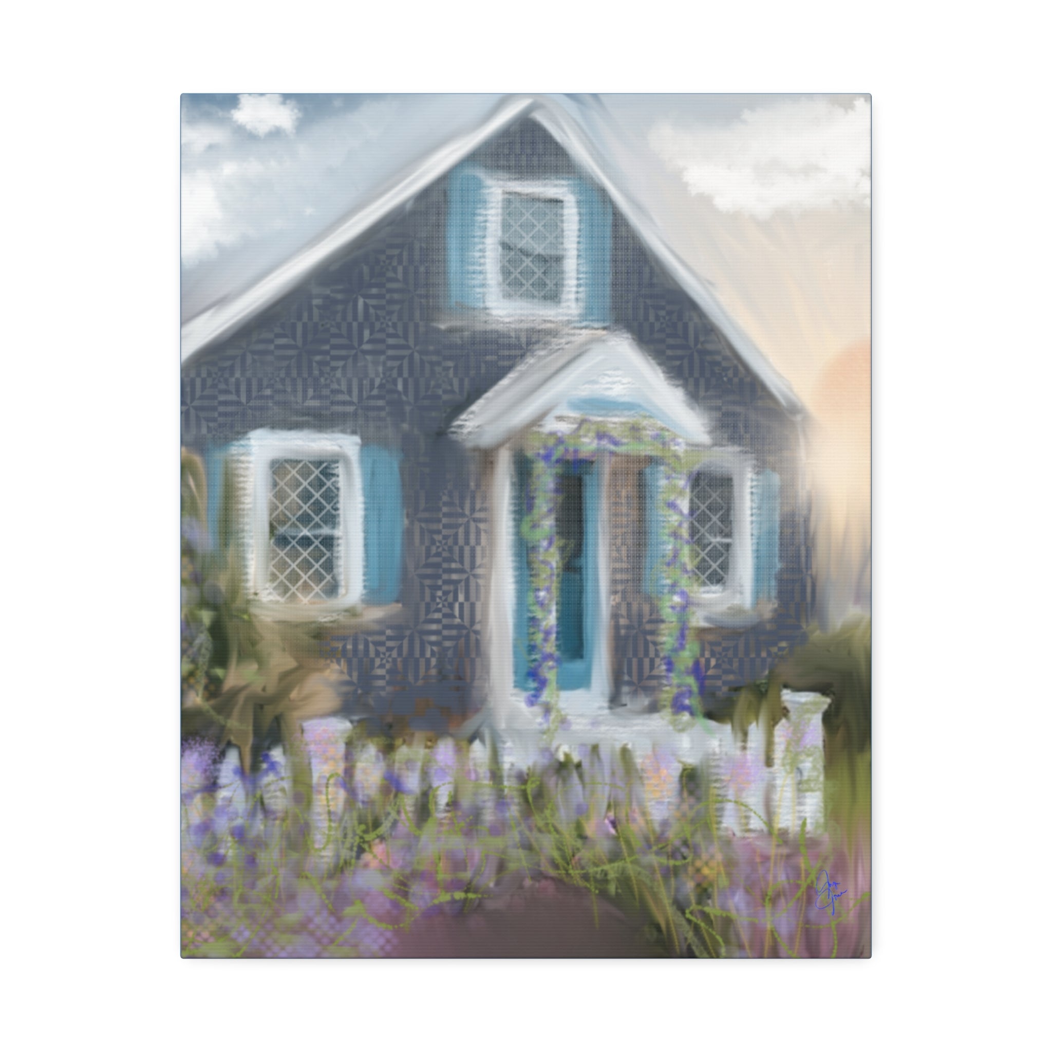 Coastal Cottage Garden Canvas Print — Stretched 1.5" Wall Art