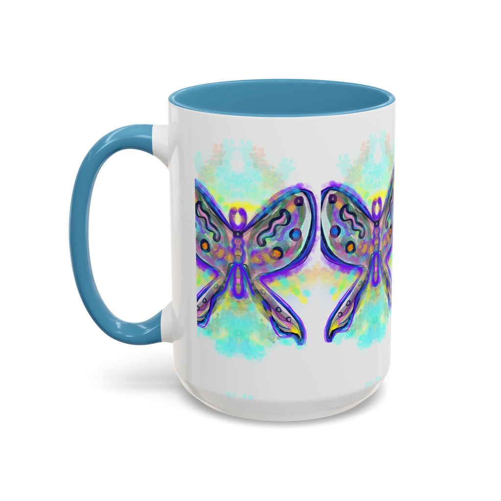 Butterfly Accent Coffee Mug — Colorful Watercolor Butterfly Design (11/15oz)