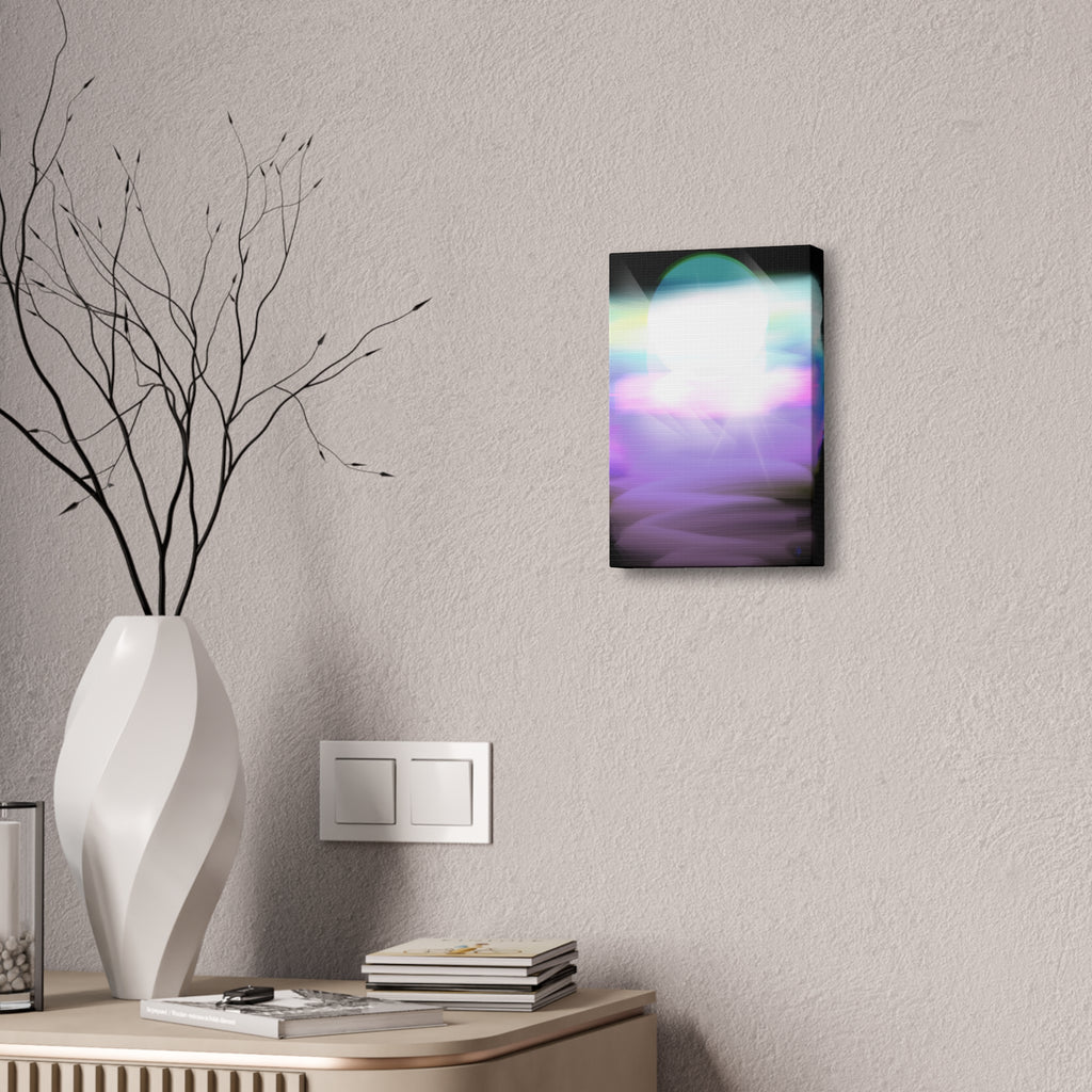 Abstract Neon Glow Canvas Print — Pastel Light Orb Stretched Wall Art