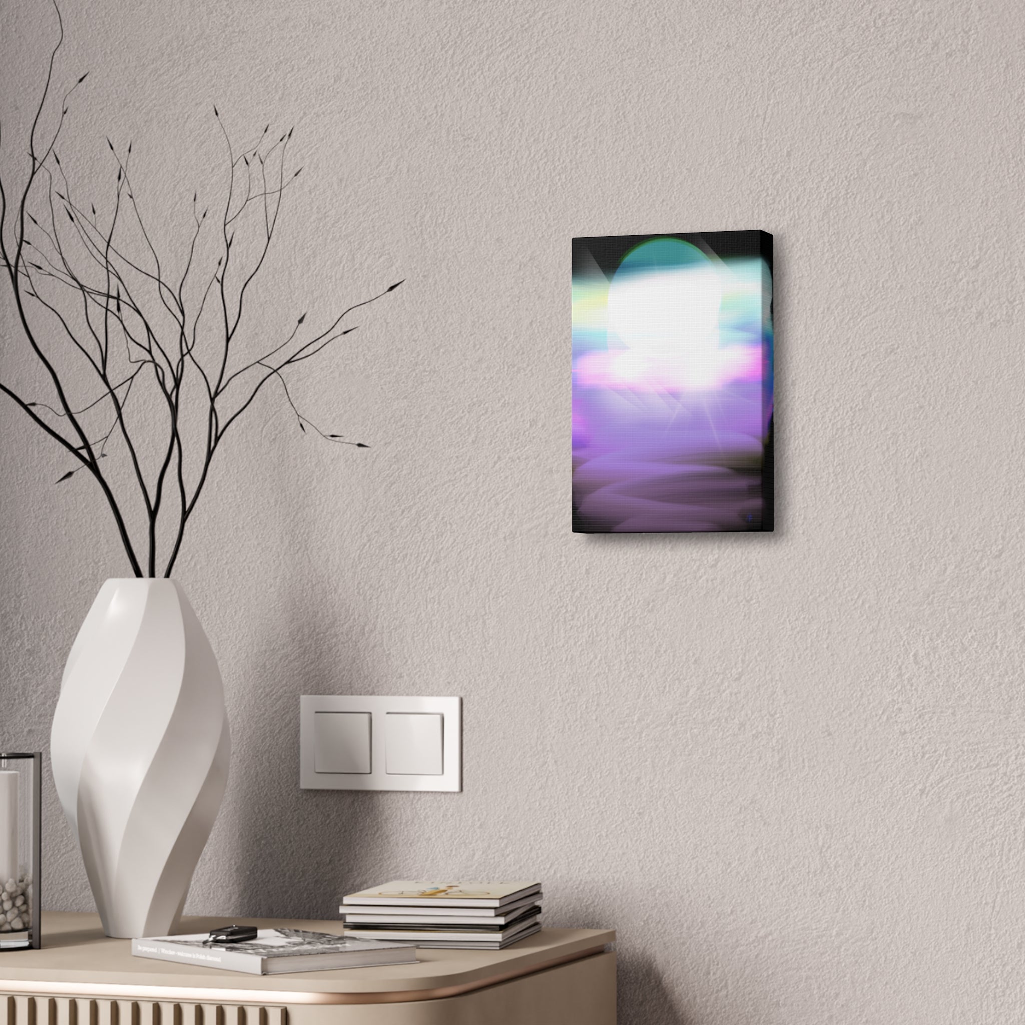 Abstract Neon Glow Canvas Print — Pastel Light Orb Stretched Wall Art