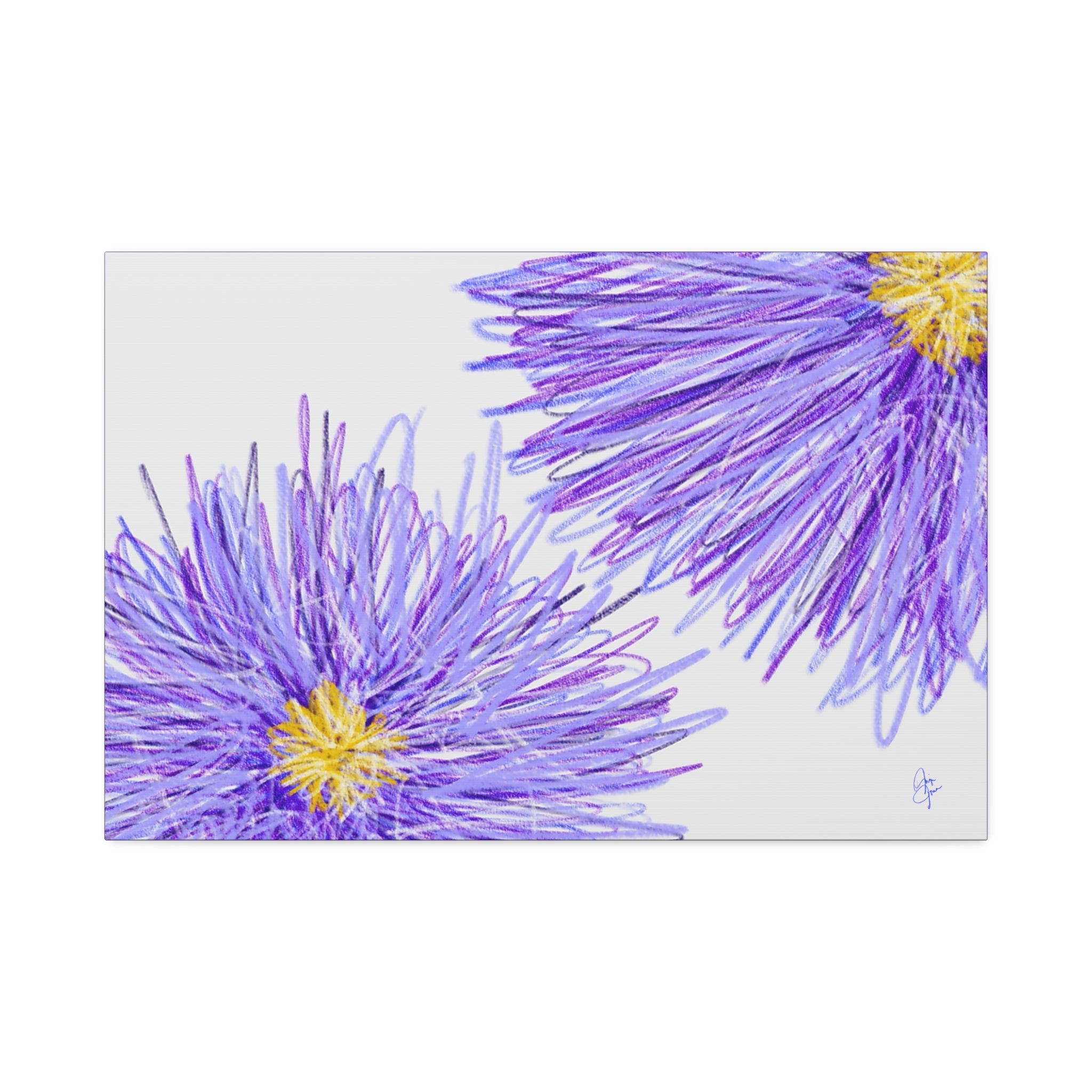 Purple Aster Floral Canvas Wrap – Vibrant Botanical Wall Art, 1.5" Stretched