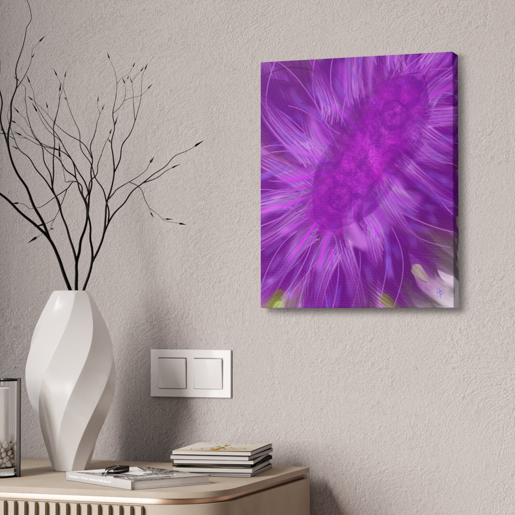 Purple Floral Burst Canvas Print – Abstract Flower Wall Art (Stretched 1.5")
