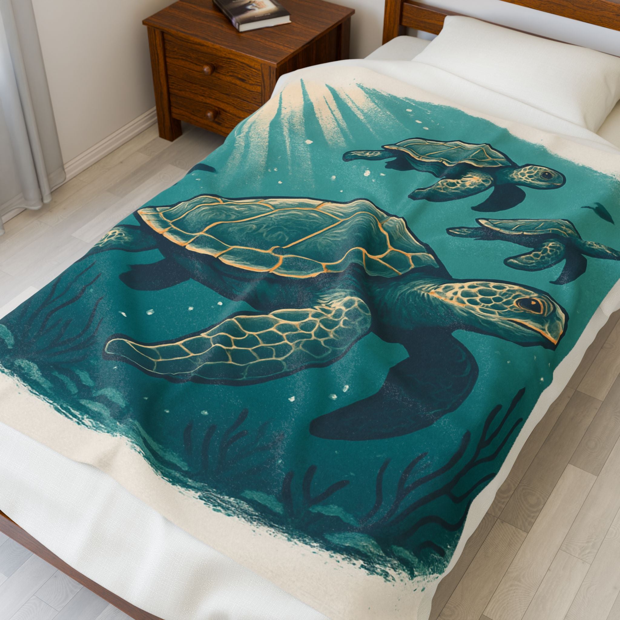 Sea Turtle Velveteen Plush Blanket - Cozy Ocean-Inspired Home Decor 1