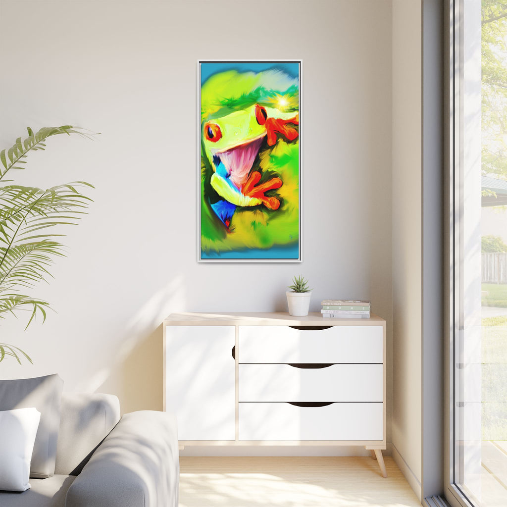 Colorful Tree Frog Matte Canvas Print — Framed Tropical Wall Art