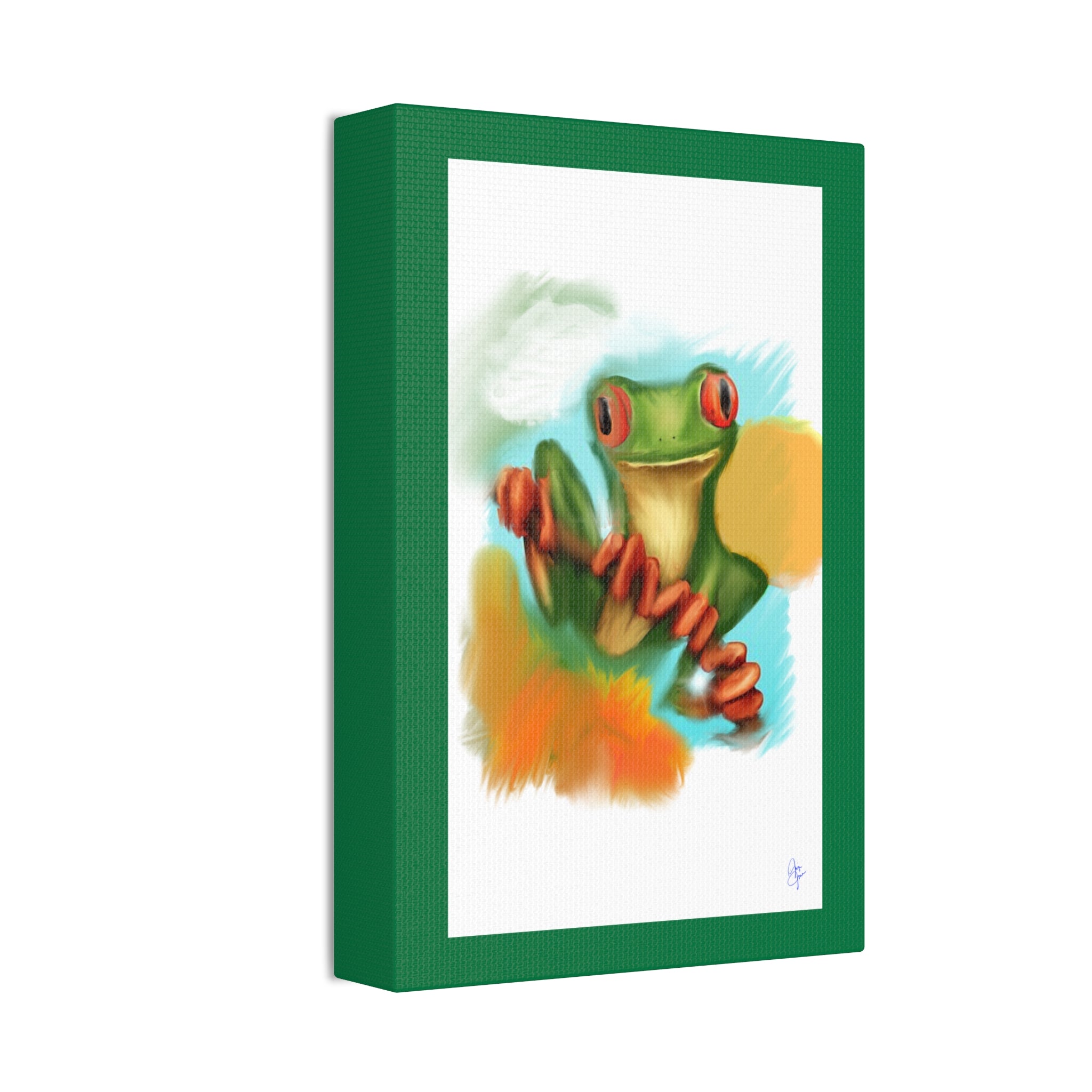 Red-Eyed Tree Frog Canvas Art – Colorful Tropical Wildlife Wall Decor, Stretched 1.5"