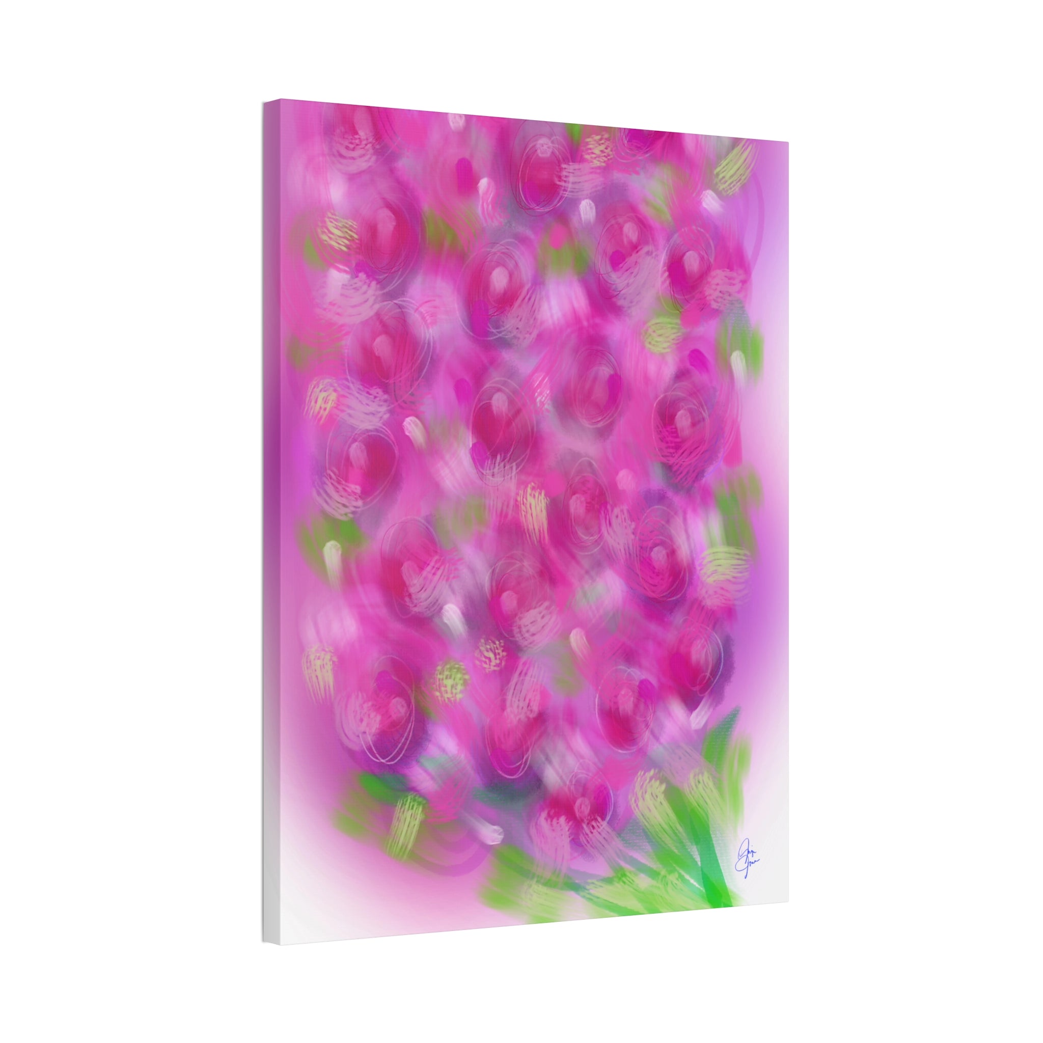 Pink Floral Abstract Canvas Print — Stretched 1.5" Wall Art