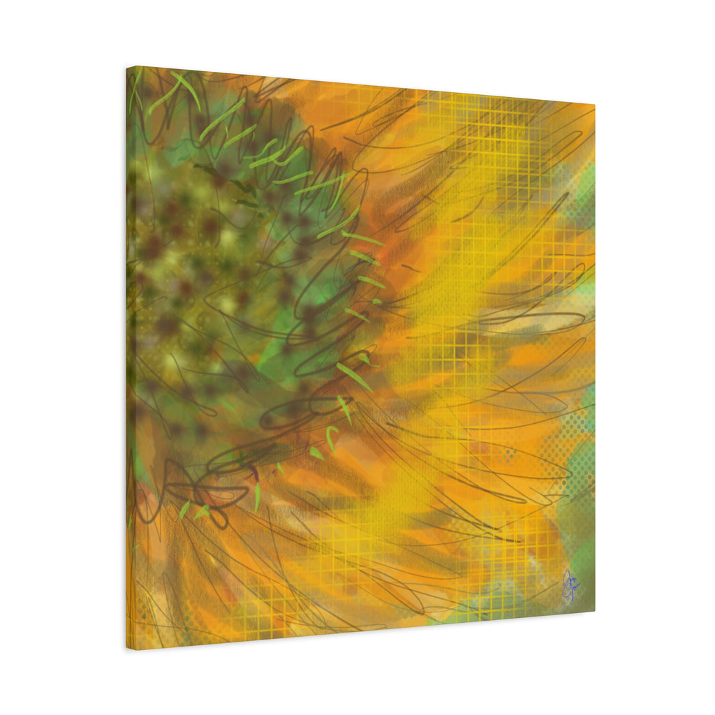 Sunflower Burst Matte Canvas Wall Art — Orange Stretched Canvas Print