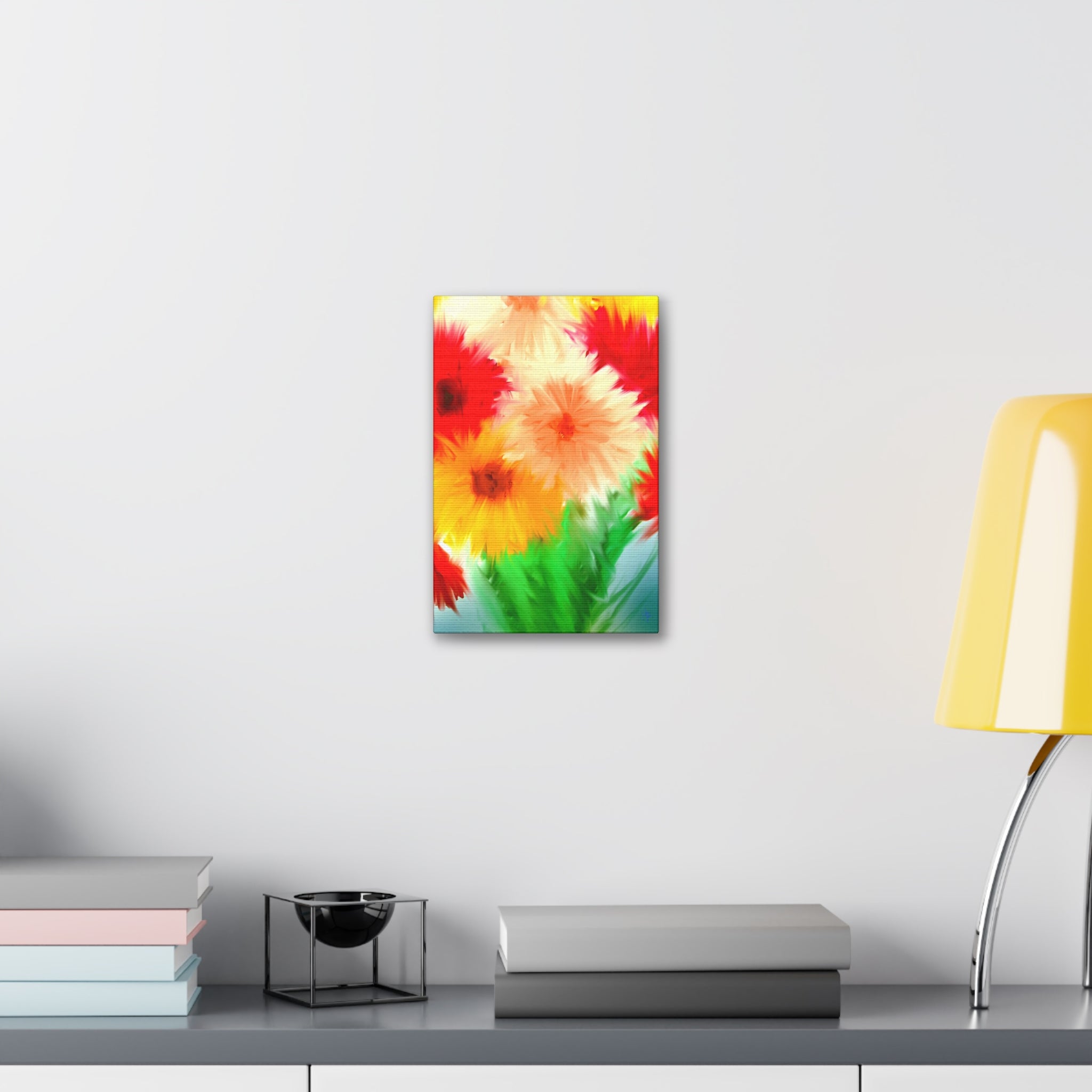 Bright Floral Abstract Canvas Wall Art — Stretched 1.5"