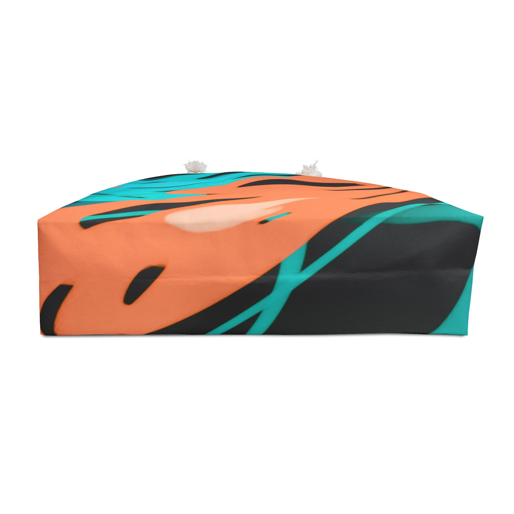 Abstract Teal & Coral Weekender Bag – Bold Brushstroke Travel Tote