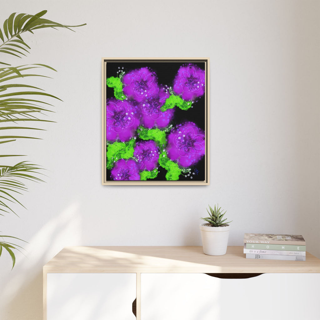 Framed Floral Canvas Print — Matte Multi-Color Blooms Wall Art