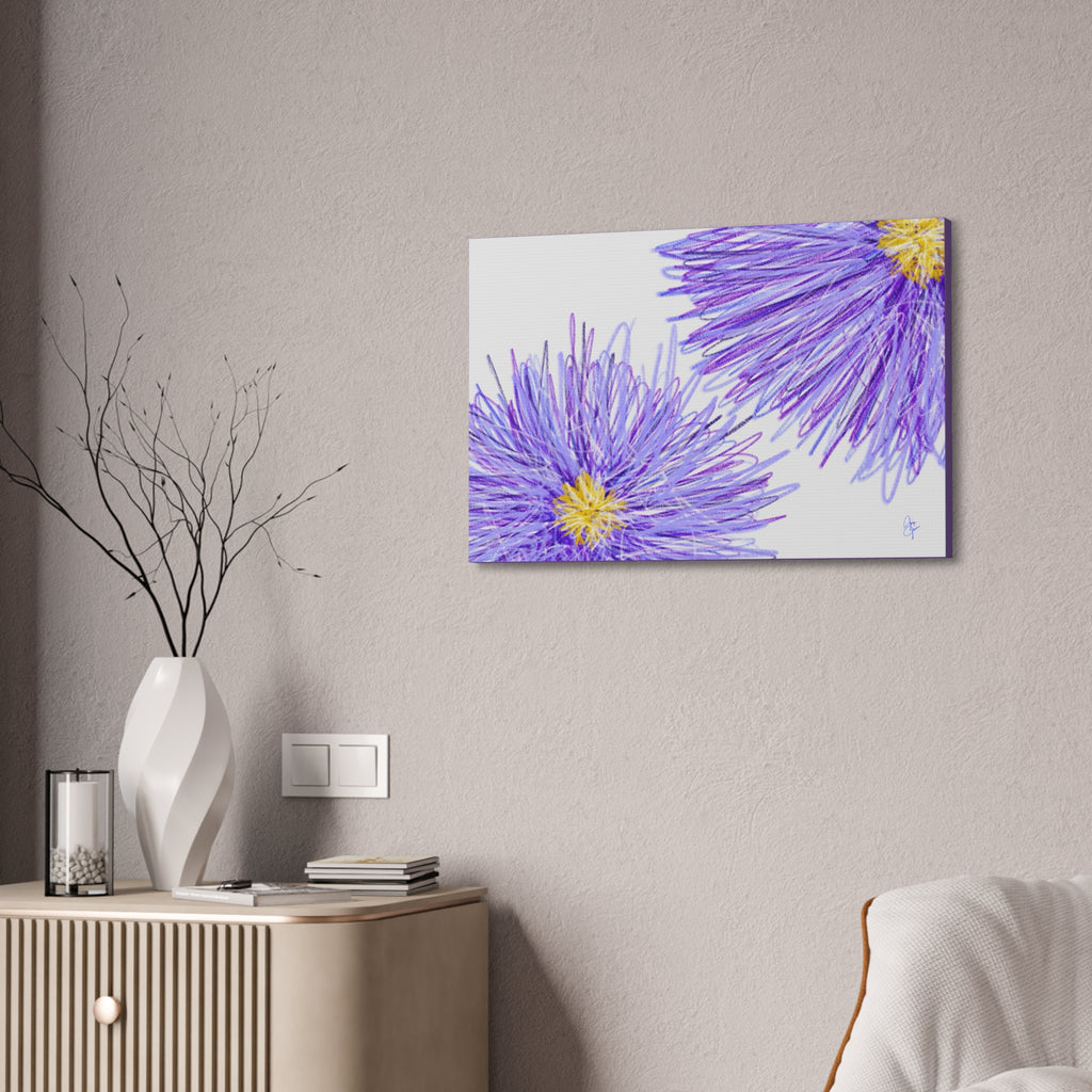 Purple Aster Floral Canvas Wrap – Vibrant Botanical Wall Art, 1.5" Stretched