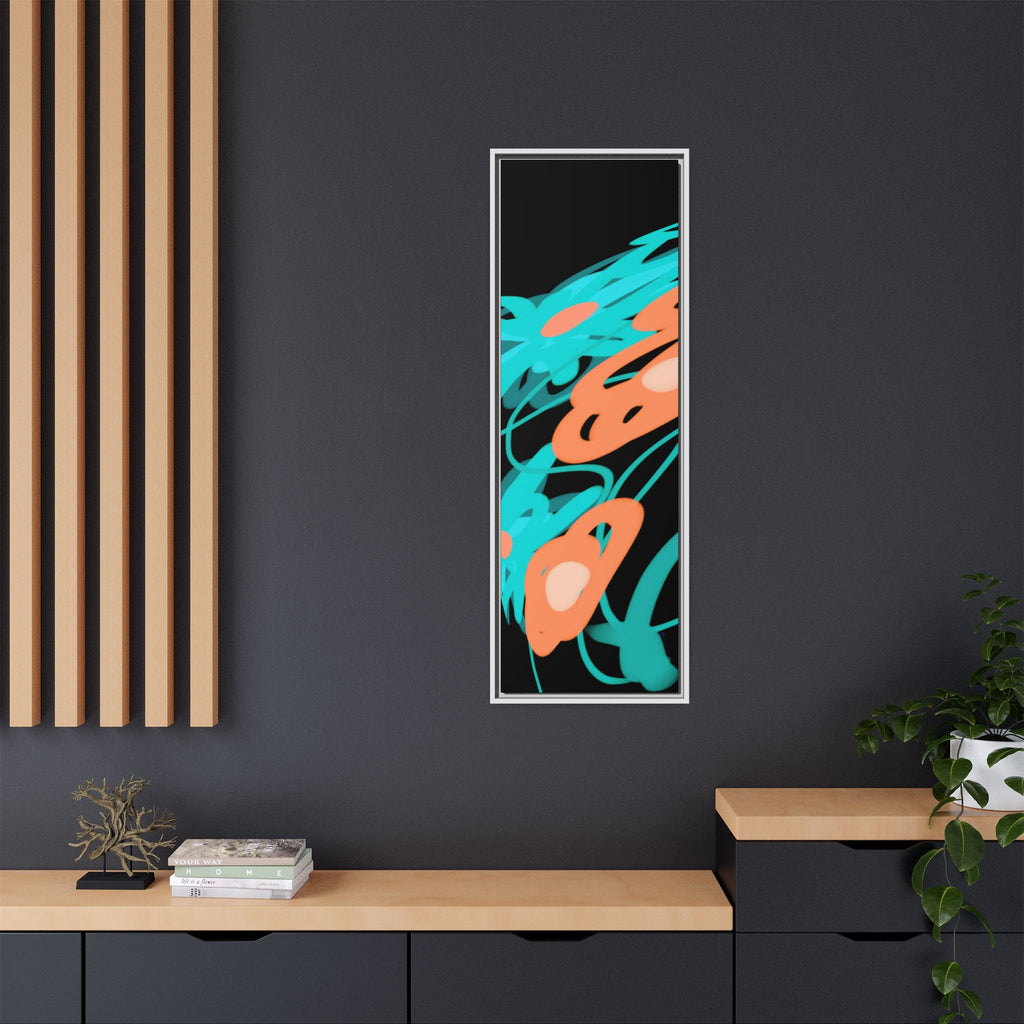 Abstract Teal & Coral Splash Framed Canvas