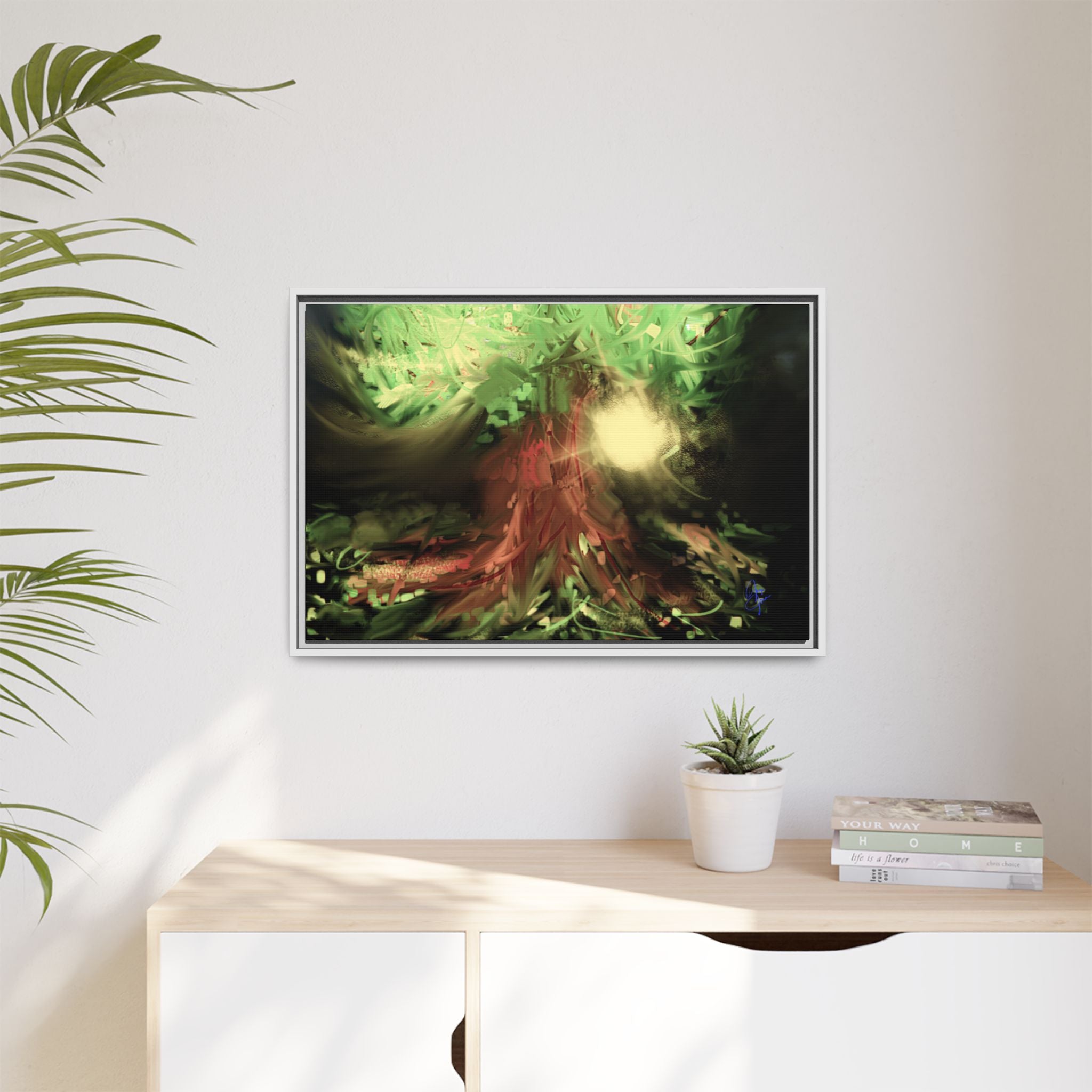 Sunset Tree Matte Canvas Framed Wall Art