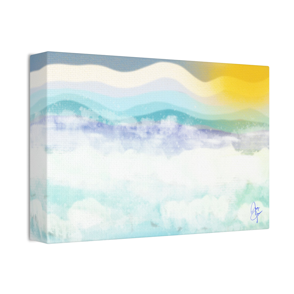 Serene Coastal Watercolor Canvas Print — Stretched 1.5"
