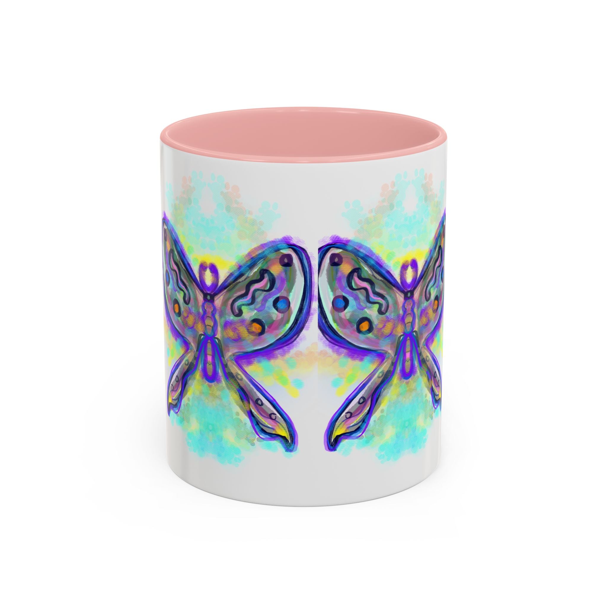 Butterfly Accent Coffee Mug — Colorful Watercolor Butterfly Design (11/15oz)