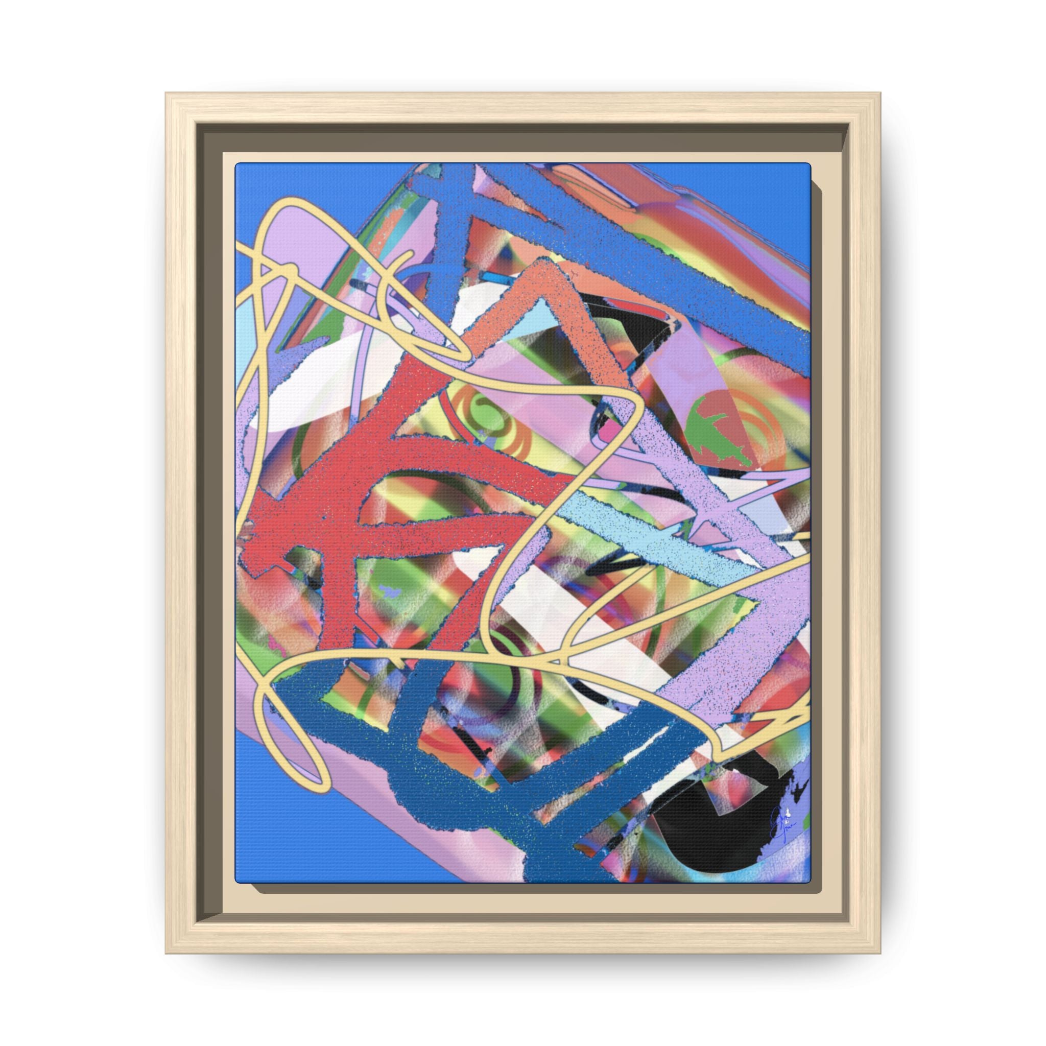Abstract Multi‑Color Framed Canvas Art – Vibrant Modern Wall Decor