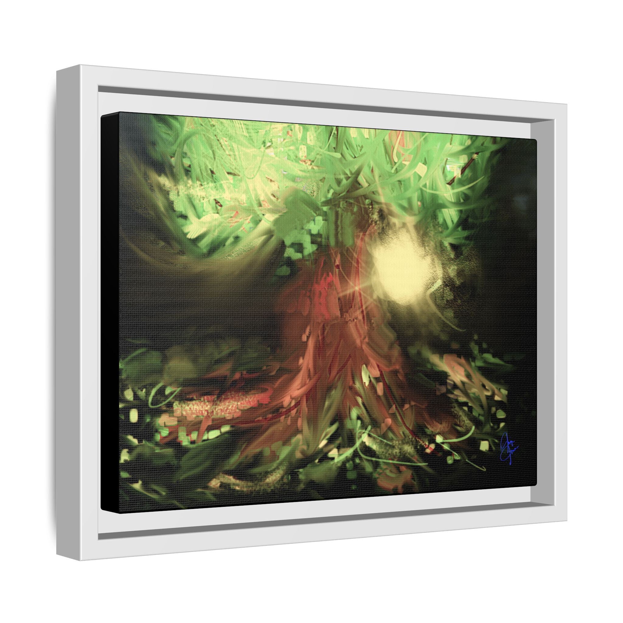 Sunset Tree Matte Canvas Framed Wall Art
