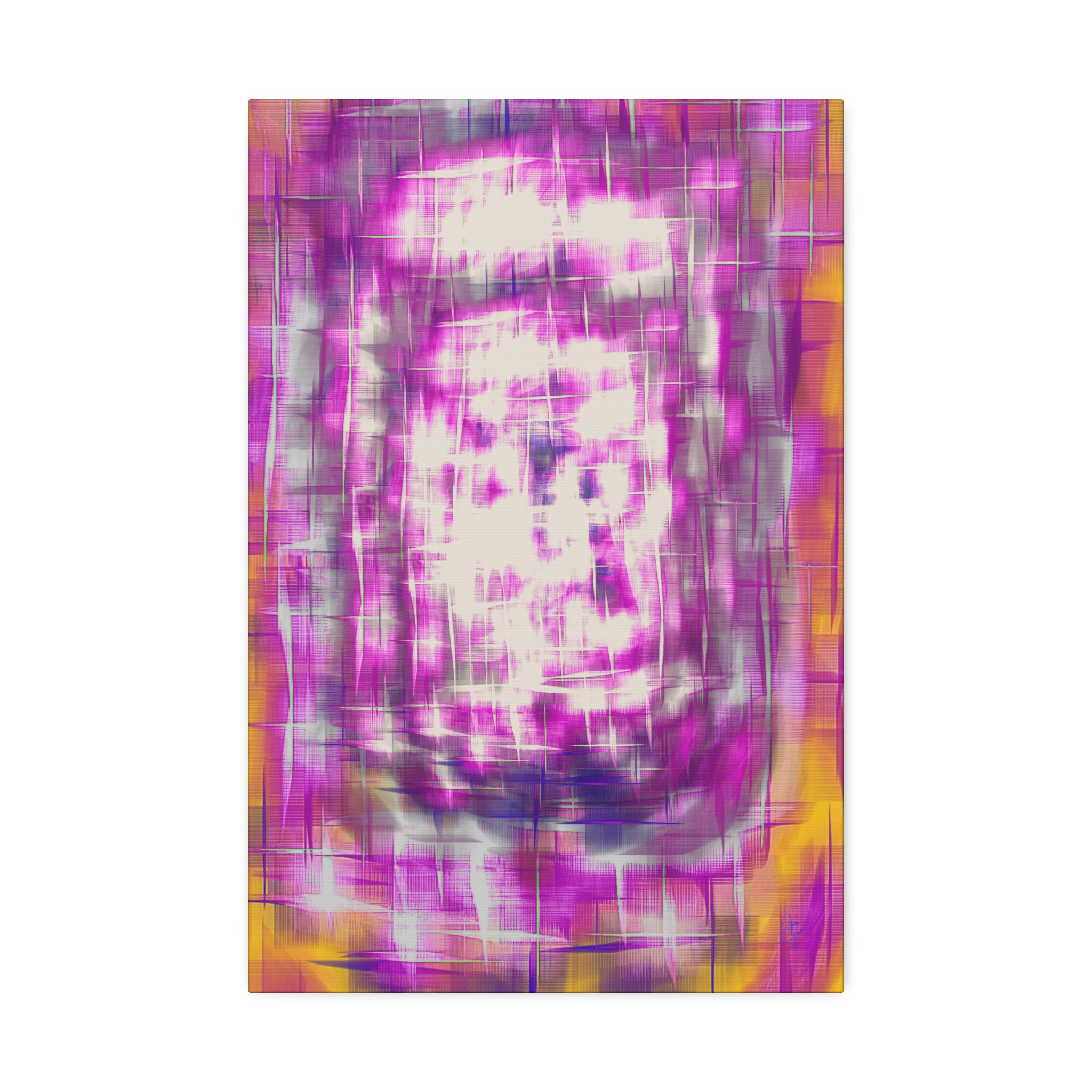 Purple Abstract Stretched Canvas Wall Art — Pink White Geometric Texture