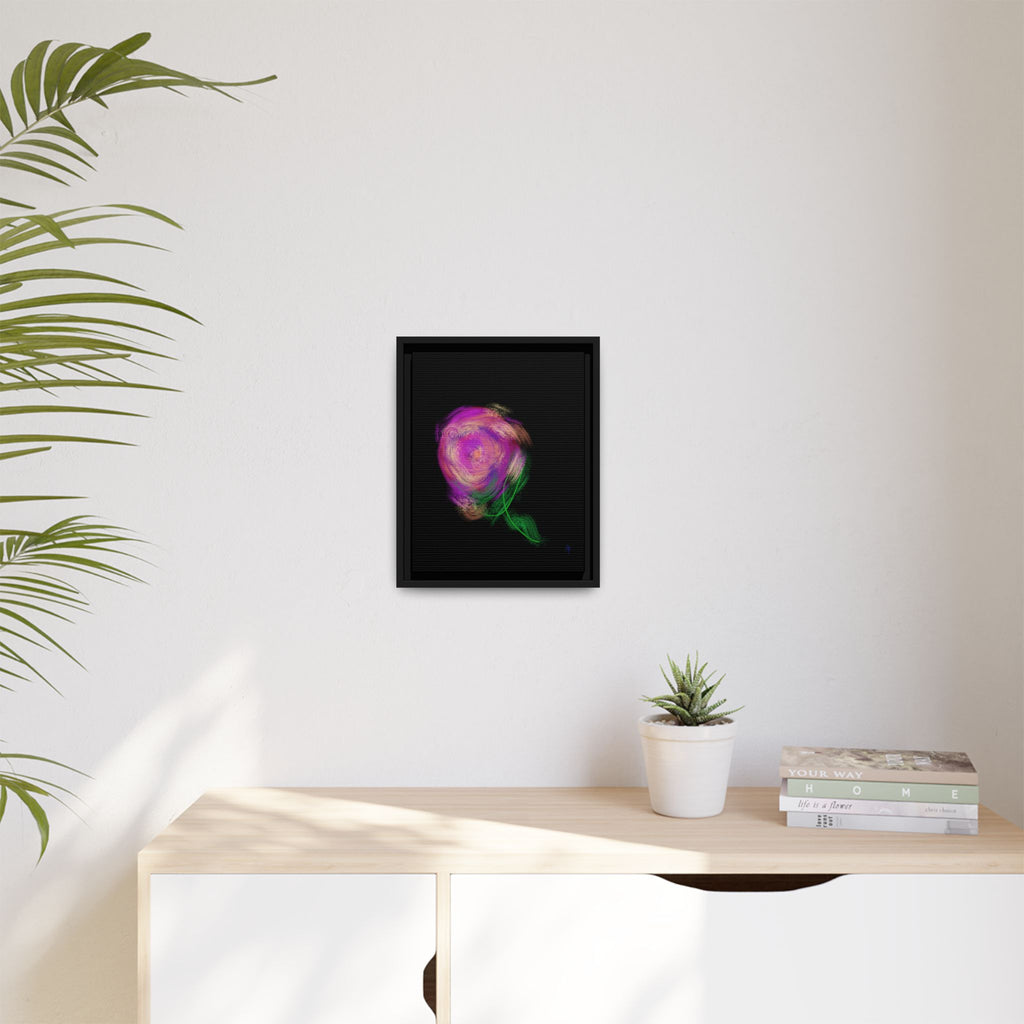 Abstract Rose Swirl Matte Framed Canvas — Multicolor Floral Wall Art
